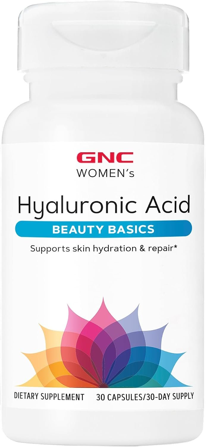 GNC Women’s Hyaluronic Acid, Skin Hydrating Daily Supplement, Supports Moistureand Joint Health, 30 Capsules