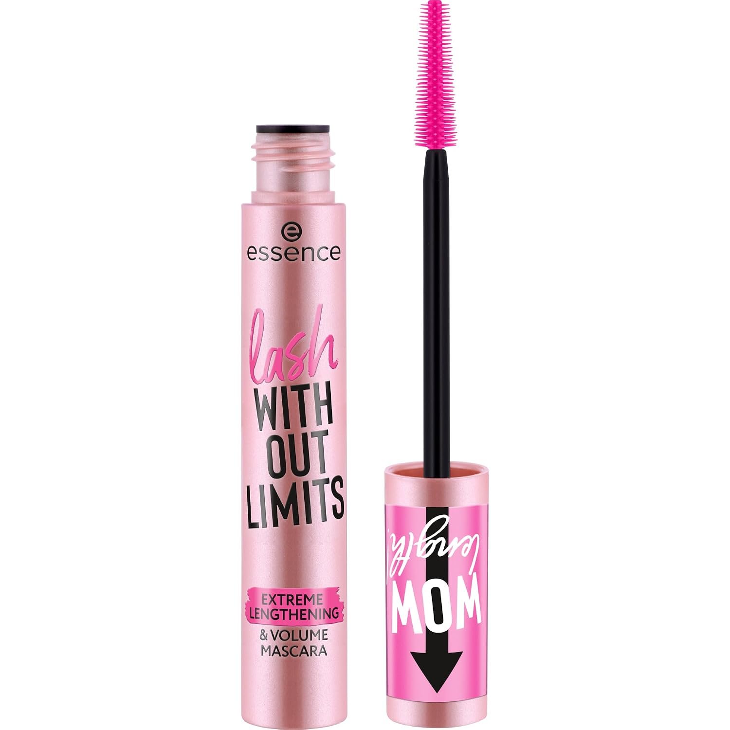 essence Lash Without Limits Extreme Lengthening & Volume Mascara, Black | (01 | Extra Black) Buildable, No Clumping, Flexible Elastomer Wand, Reaches Short Lashes, Vegan, Cruelty Free, Paraben Free