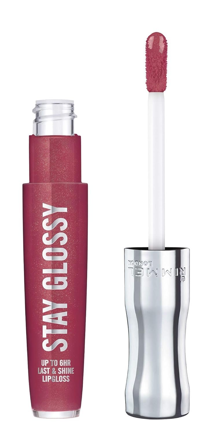 Rimmel Stay Glossy Lip Gloss – Non-Sticky and Lightweight Formula for Lip Color and Shine – 340 Captivate Me!, .18oz