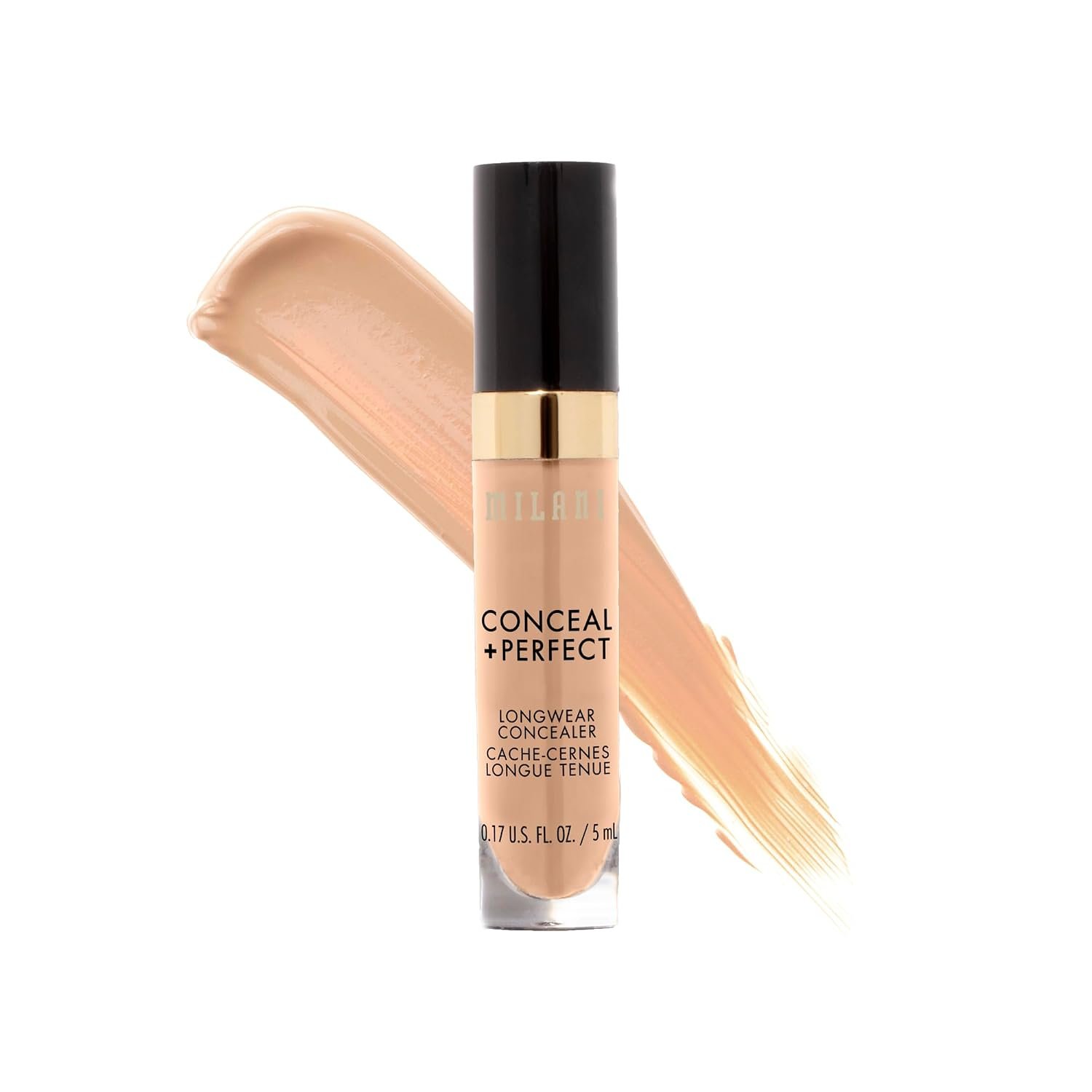 Milani Conceal + Perfect Longwear Concealer – Medium Beige (0.17 Fl. Oz.) | Natural-Matte, Full-Coverage, Undereye Concealer Infused W/ Hyaluronic Acid. 12 Hr Wear. Cover Dark Circles, & Blemishes
