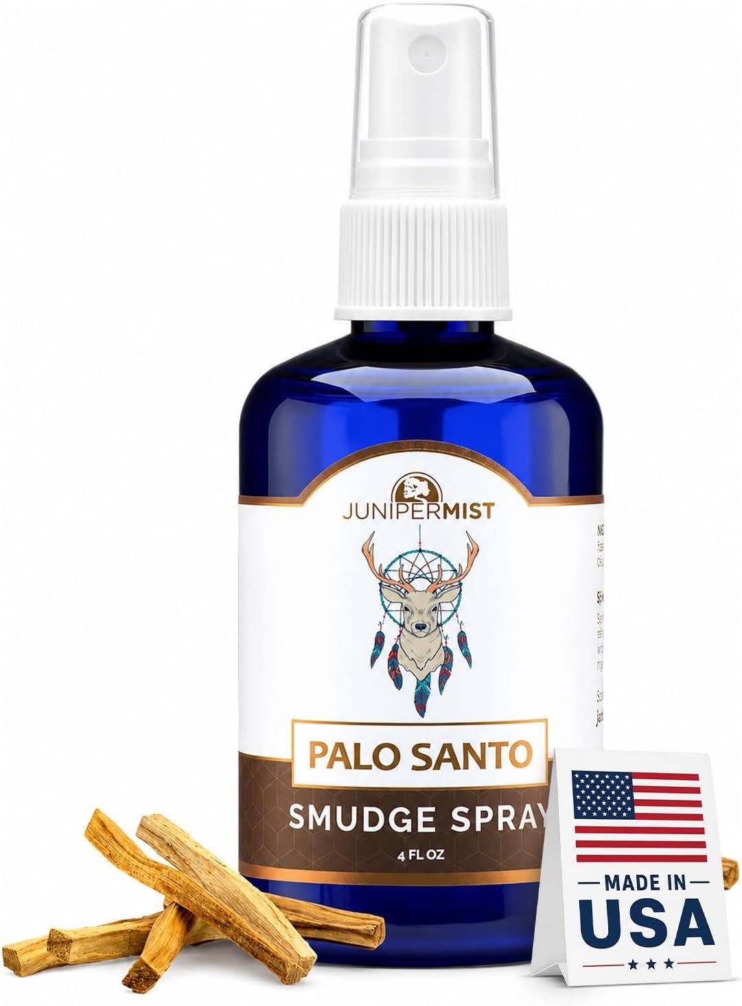 Palo Santo & Sage Smudge Spray (114ml), Palo Santo Aromatherapy Mist Spray for Cleansing Negative Energy, Spiritual Room Spray, Smokeless Smudge Spray, Aura Cleansing & Protection (Made in USA)