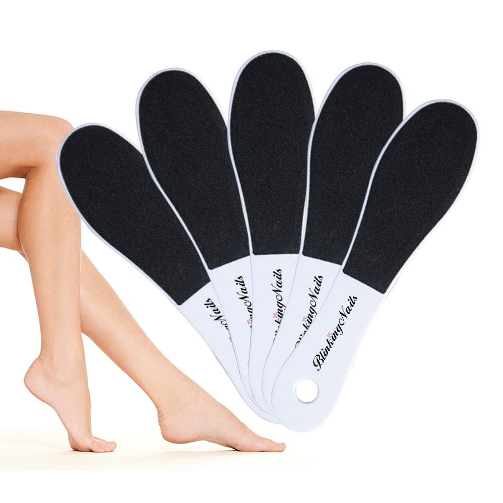 5 Pack Foot File Callus Remover – Professional Double Sided Foot Rasp for Dead Skin & Hard Cracked Heels, Sandpaper Pedicure Tool with Ergonomic Plastic Handle, Home Spa Kit for Smooth Soft Feet