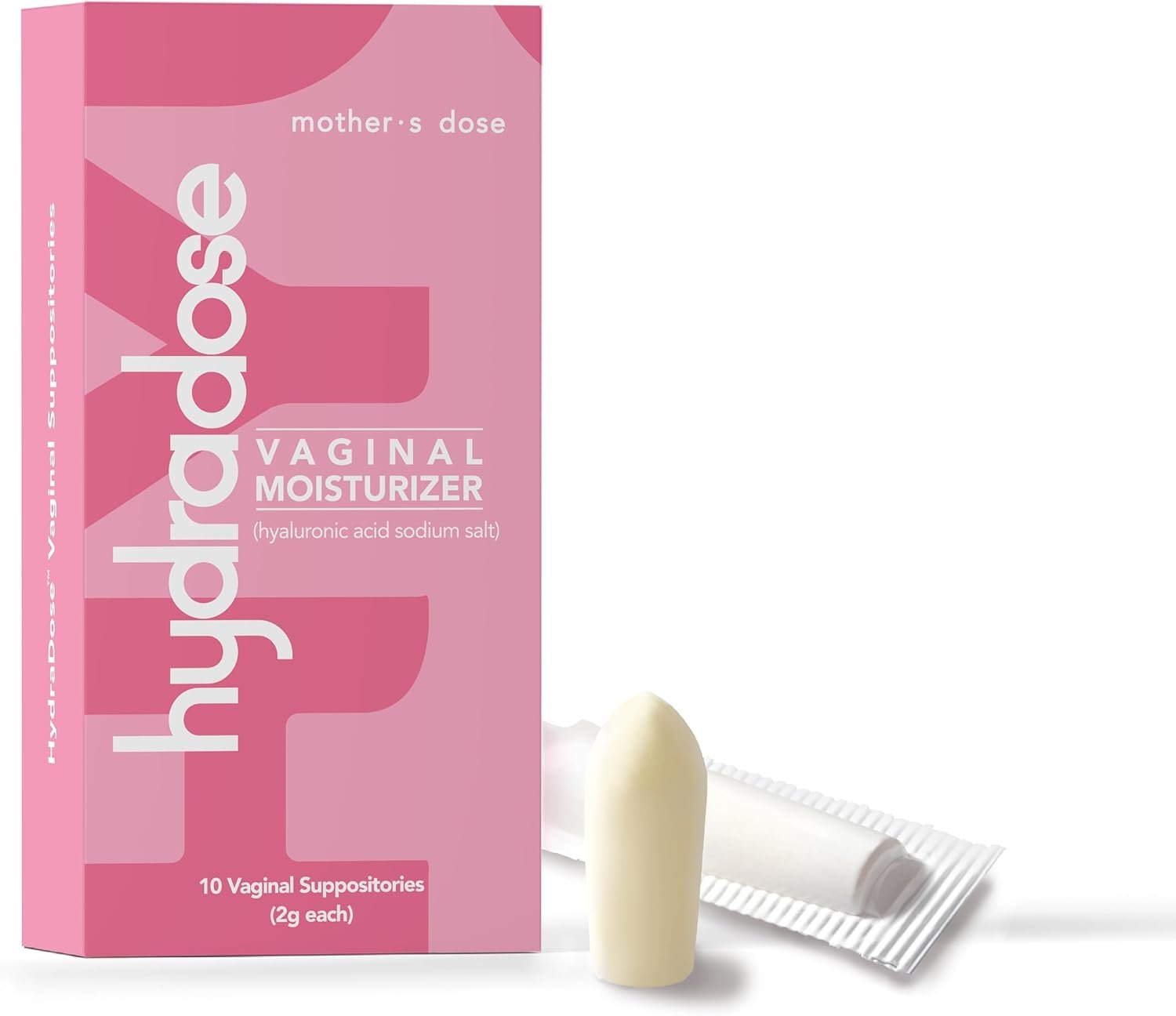 Mother’s Dose Hyaluronic Acid Suppository HydraDose- Hormone Free Moisturizer for Vaginal Dryness-USA Made in an FDA Registered Facility, 1 Month Supply- 10 Inserts