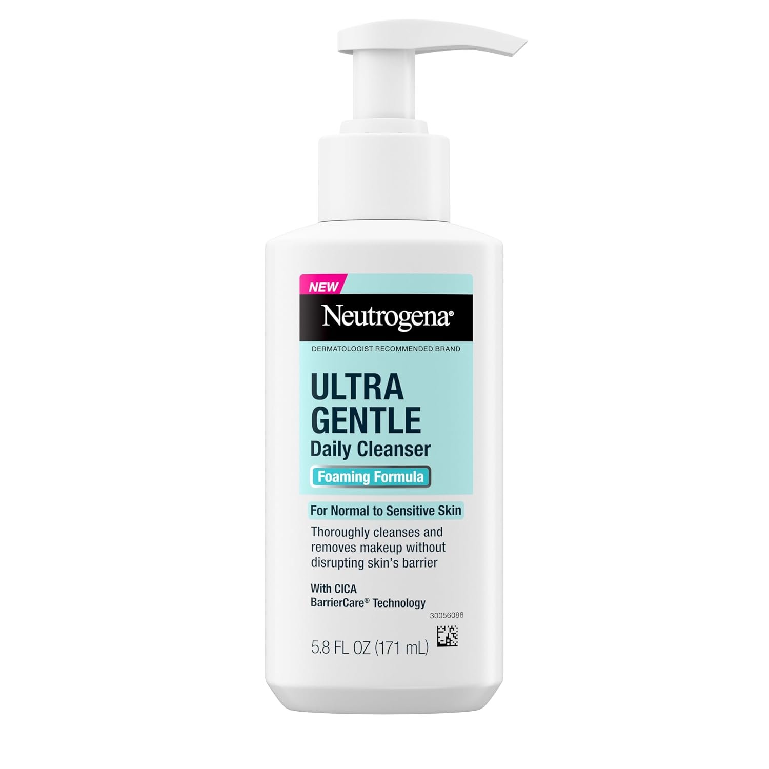 Neutrogena Ultra Gentle Foaming Facial Cleanser, Fragrance-Free, 5.8 fl oz | Foaming Face Wash for Sensitive Skin, Gently Cleanses Away Dirt, Oil & Makeup Without Over Drying