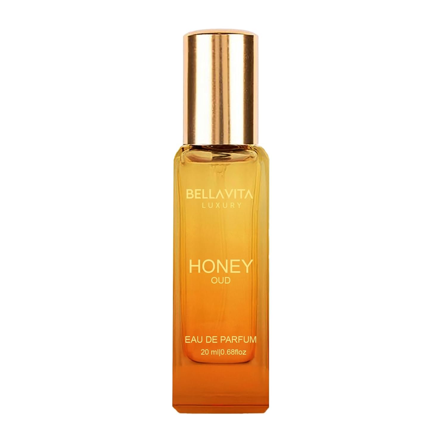 Bellavita Luxury Honey oud Eau de Parfum | 20 ml (0.7 fl.oz.) | Travel Size Perfume for Men and Women | Sweet Honey, Bergamot, Oud, and Amber Notes | Long Lasting Unisex Fragrance | Long-lasting travel size Eau de Parfum with Honey, Bergamot, Oud & Amber notes for men and women.