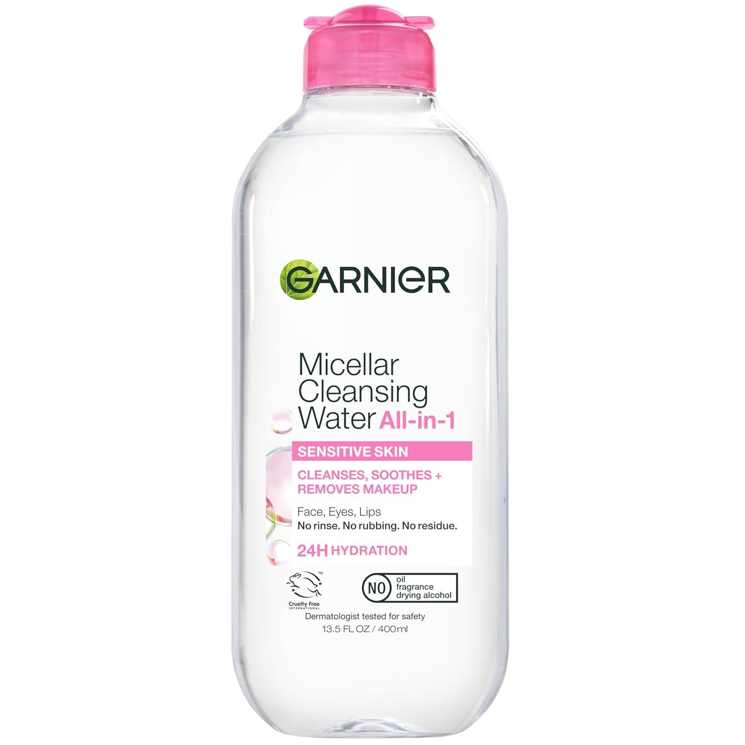 Garnier Micellar Water, Hydrating Facial Cleanser & Makeup Remover, Suitable for Sensitive Skin, Vegan, Cruelty Free, 13.5 Fl Oz (400mL), 1 Count