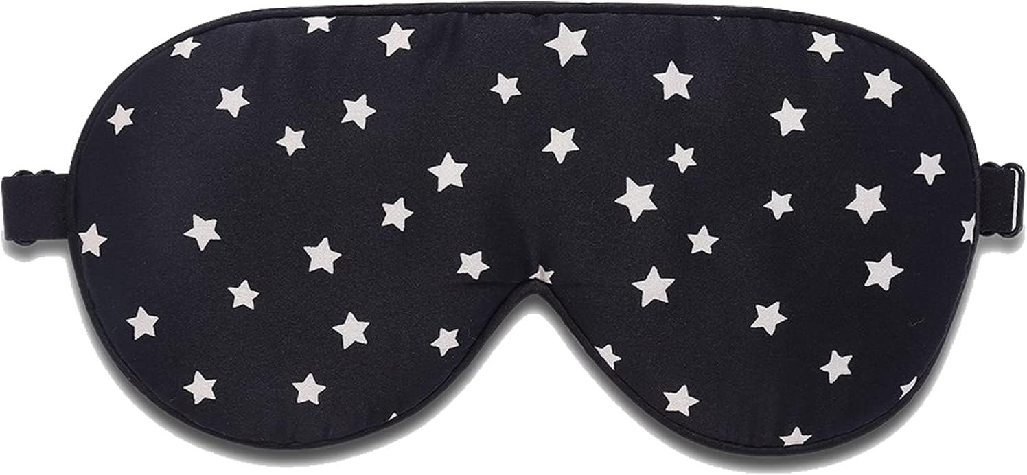 ALASKA BEAR Natural Silk Sleep Mask, Super Smooth Eye Mask (Black Stars) | Genuine Organic Silk, For Sensitive Skin, Soft Filling, Lightweight, Flat Design