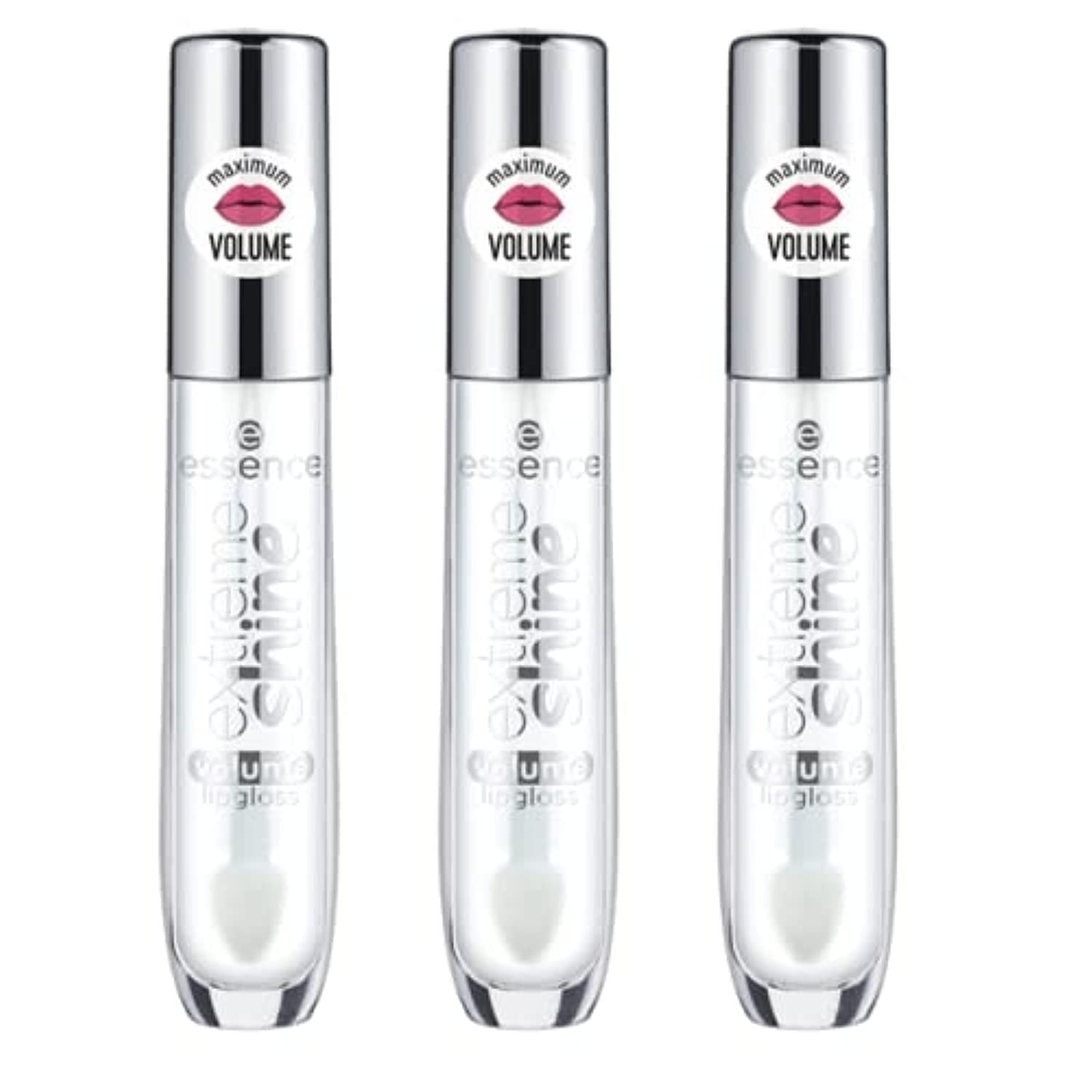 essence Extreme Shine Volume Lip Gloss, 01 Crystal Clear (Pack of 3) | Transparent, Non-Sticky, Long Lasting, High Shine Glossy Finish, Makeup Gifts Set Bundle, Smooth Formula, Vegan, Cruelty Free