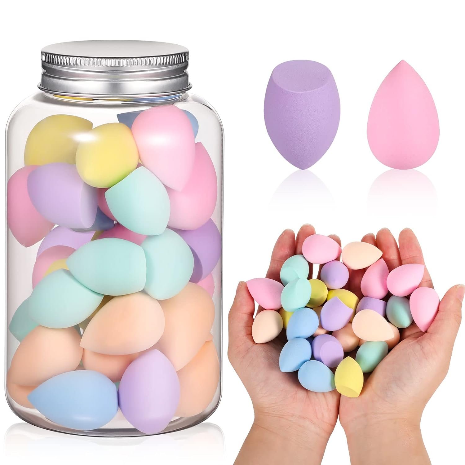 40 Pcs Mini Makeup Sponges, Multi-Color, Latex-Free, with Case | Professional foundation beauty sponges, wet & dry use, soft for concealer and foundation, precise for eyes, nose