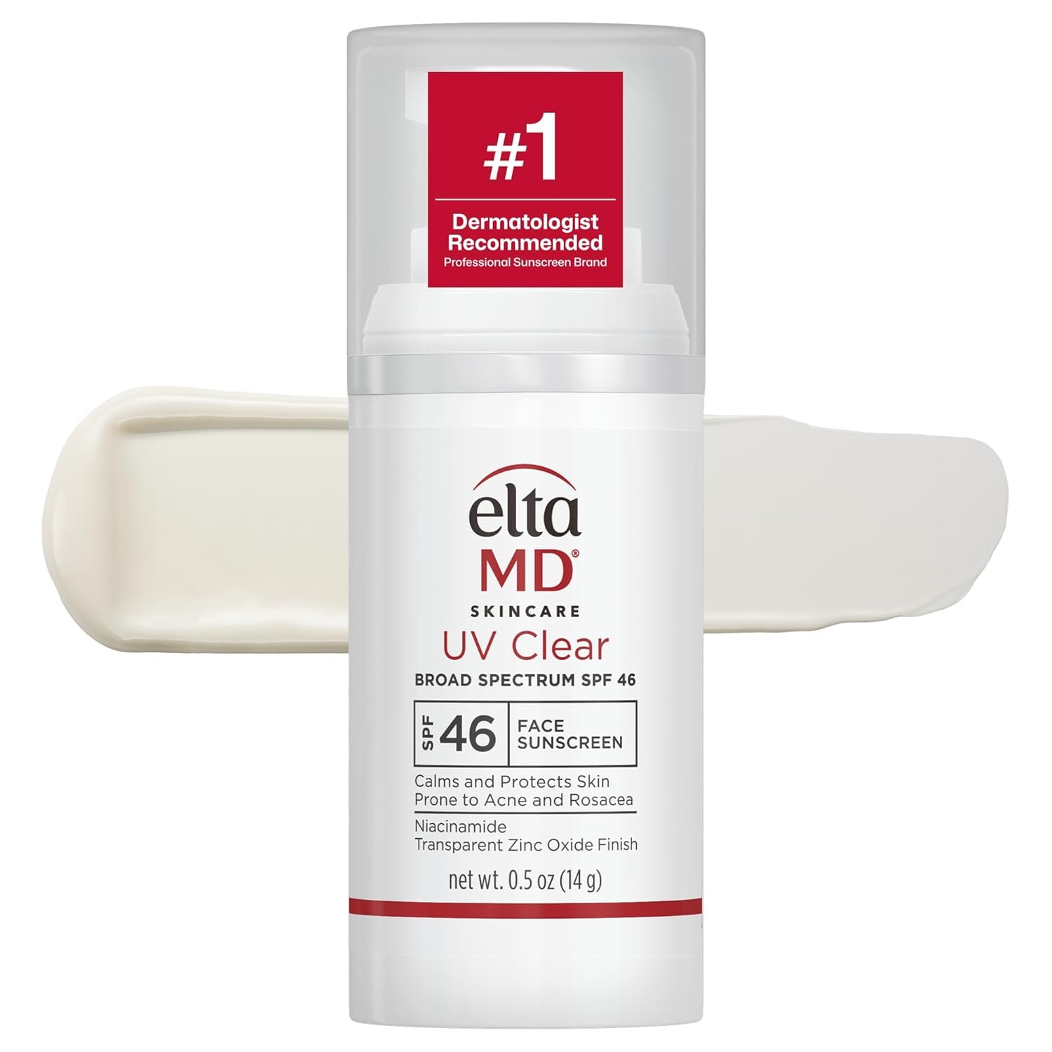 EltaMD UV Clear Face Sunscreen with Zinc Oxide, Oil-Free, SPF 46 and SPF 50 | Calms and Protects Acne-Prone Skin and Rosacea, No White Cast, Dermatologist Recommended, Available in Three Tints and Sizes