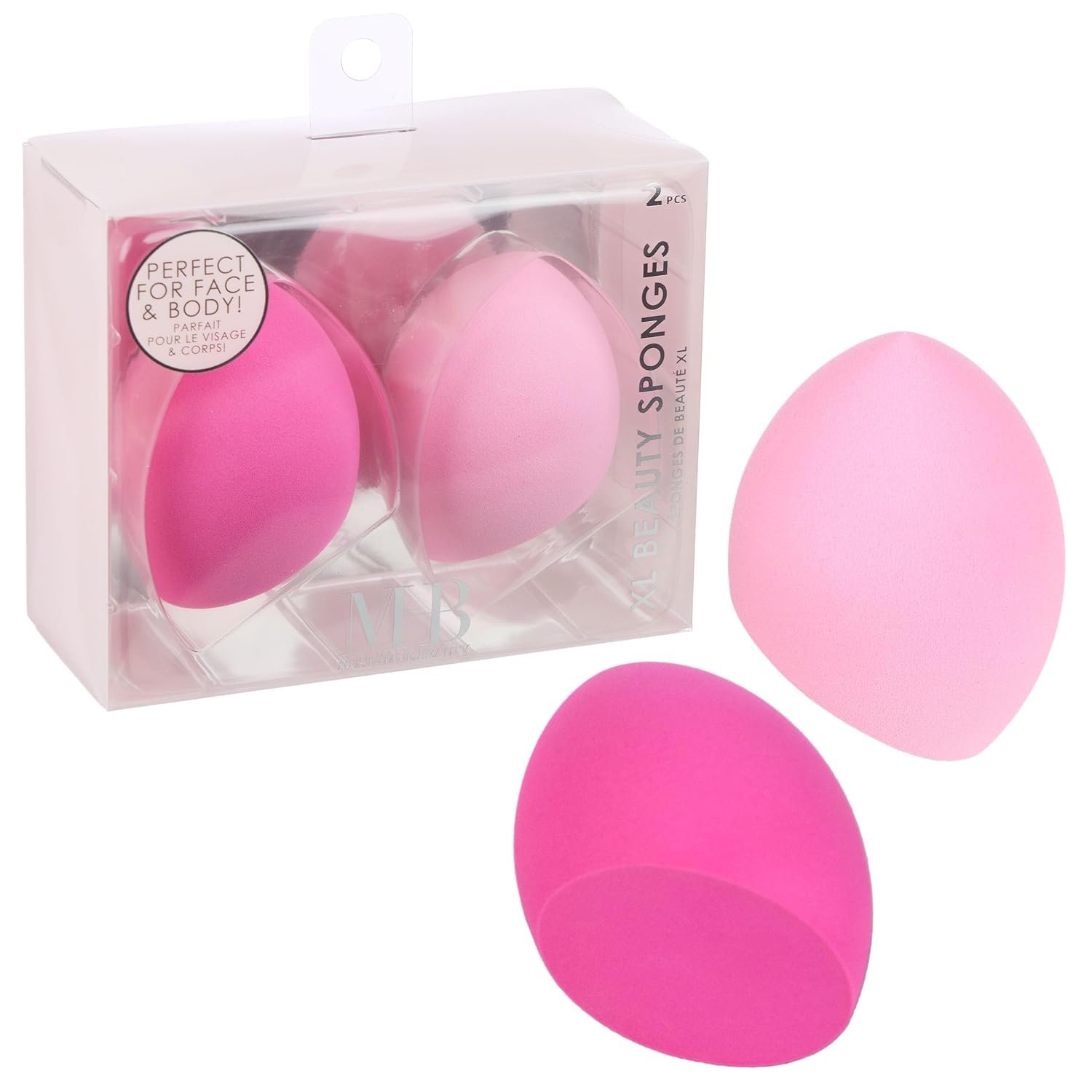 2pc XL Pink Makeup Sponge Set – Professional Beauty Blender | Professional Beauty Blender for Flawless Foundation, Concealer & Contour. Large Cosmetic Sponge for Women – Soft & Seamless