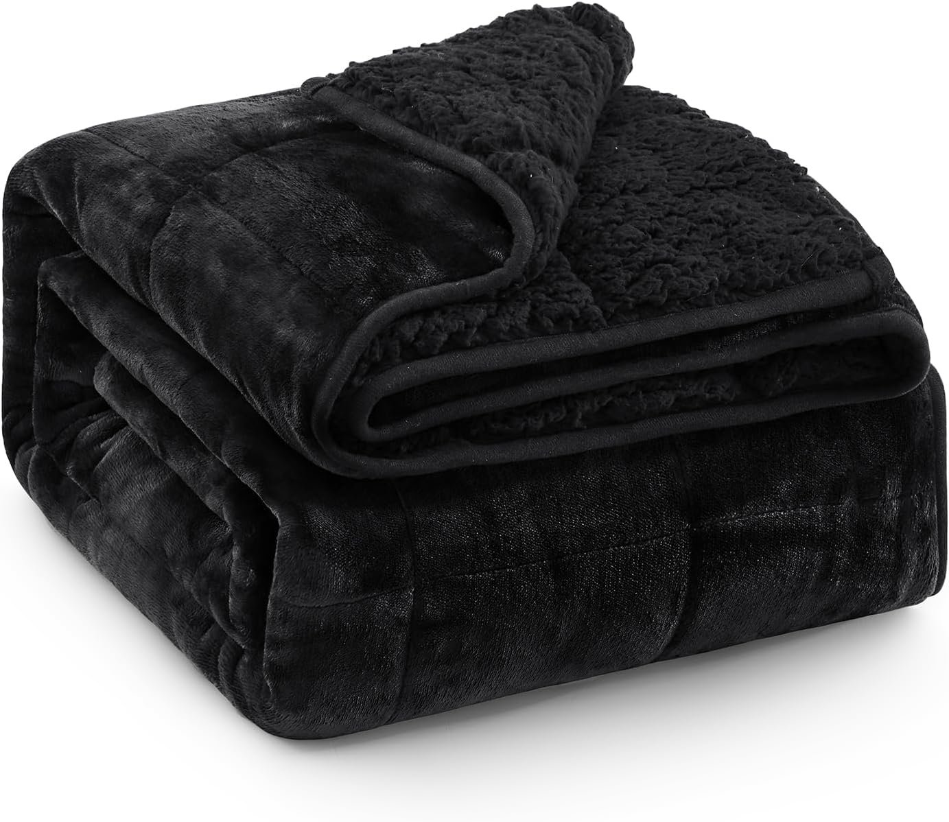 Ultra Soft Sherpa Weighted Blanket for Adults, 60″x80″ 15lbs Heavy Blankets | Cozy Comfort for Relaxing Nights, Double-Sided Fluffy Sherpa & Fleece, Double Inner Layers-No Bead Bunching, Even Weight