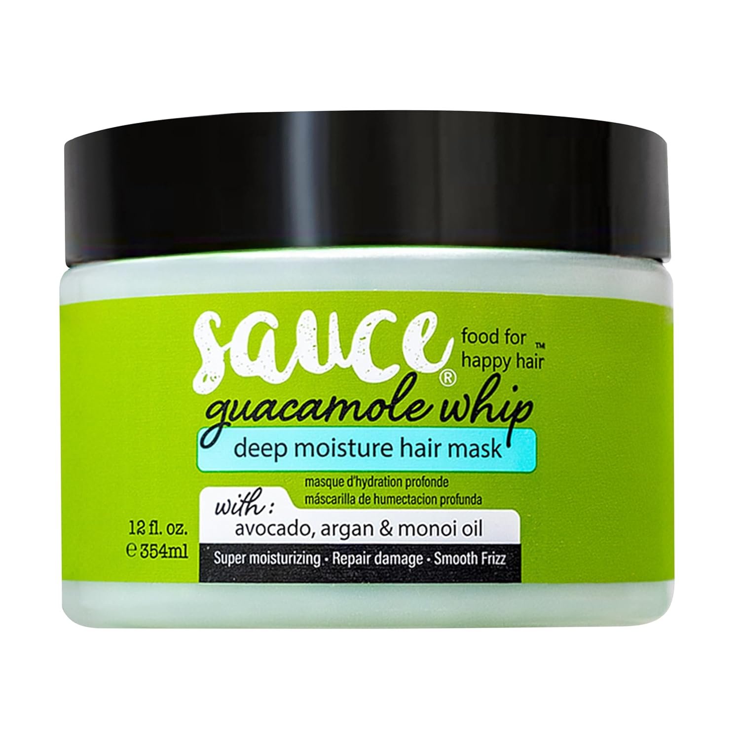 SAUCE Deep Conditioning Hair Mask, Guacamole Whip, 12 Fl Oz | For Damaged Hair & Frizz Control with Avocado, Jarrah Honey, Monoi & Argan Oil, Paraben & Sulfate-Free