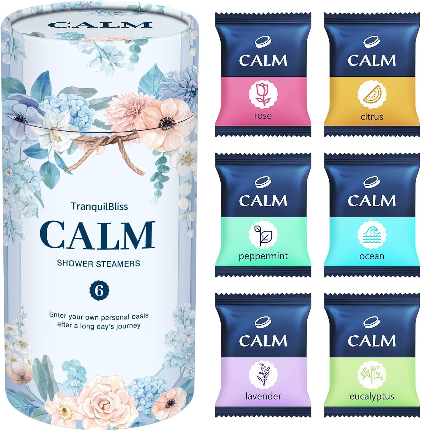 TranquilBliss Shower Steamers, 6-Count Shower Bombs, Gifts for Women