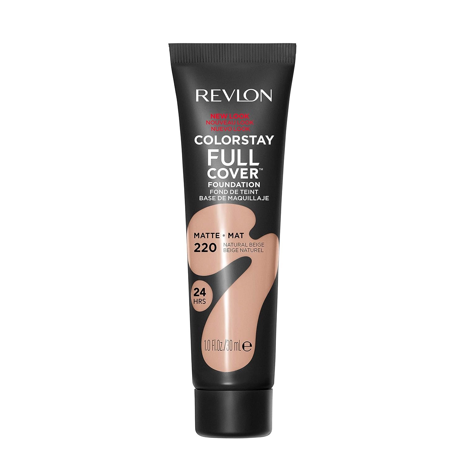 Revlon ColorStay Full Cover Foundation, 220 Natural Beige, 1.0 fl oz | Full-coverage longwear matte foundation. Lightweight, heat & sweat resistant face makeup.