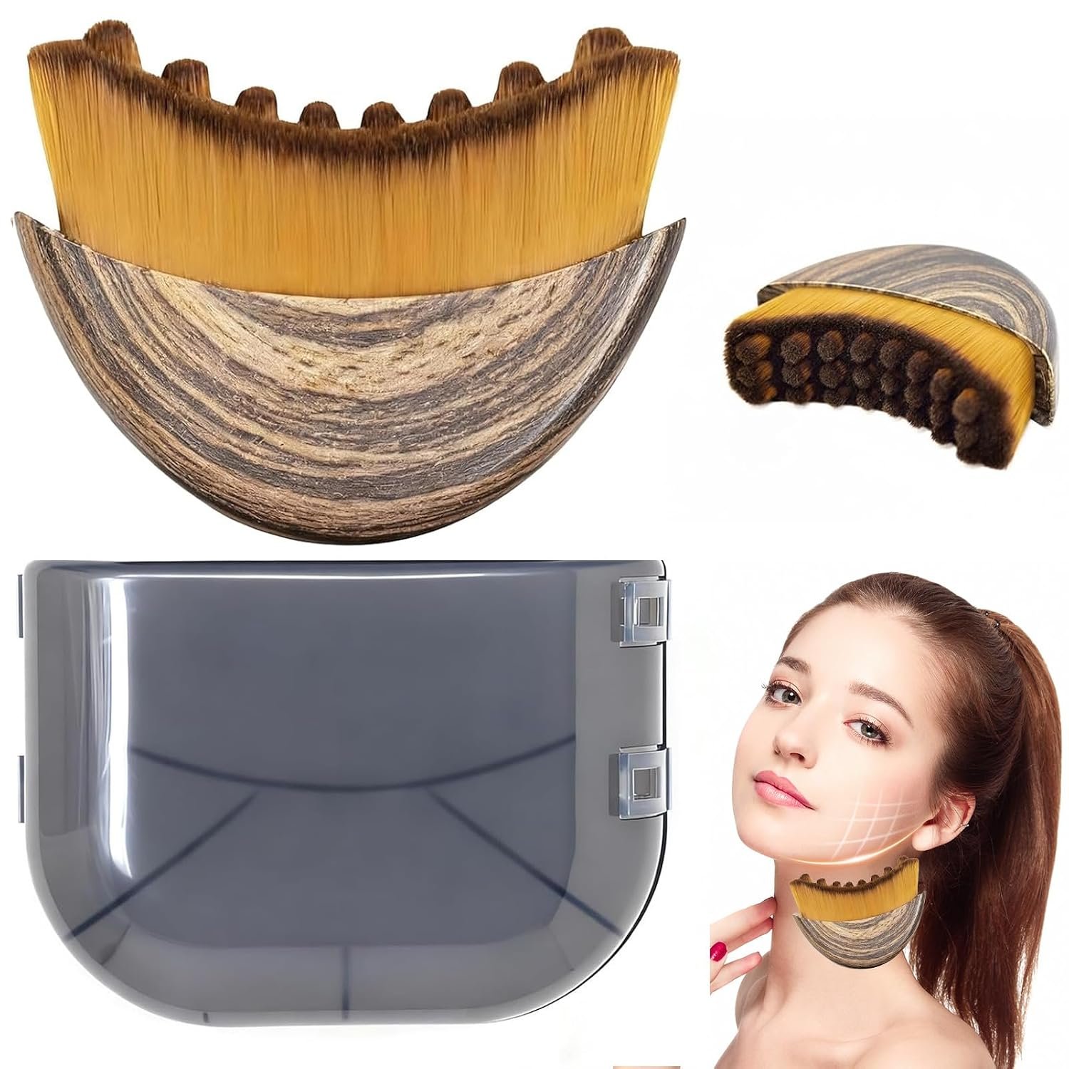 Lymphatic Contour Face Brush,Lymphatic Drainage Massager for Sculpting,Soft & Gentle Bristles Suitable for All Skin Types,Portable Ergonomic Gua Sha Tool with Travel Case(1 PC)