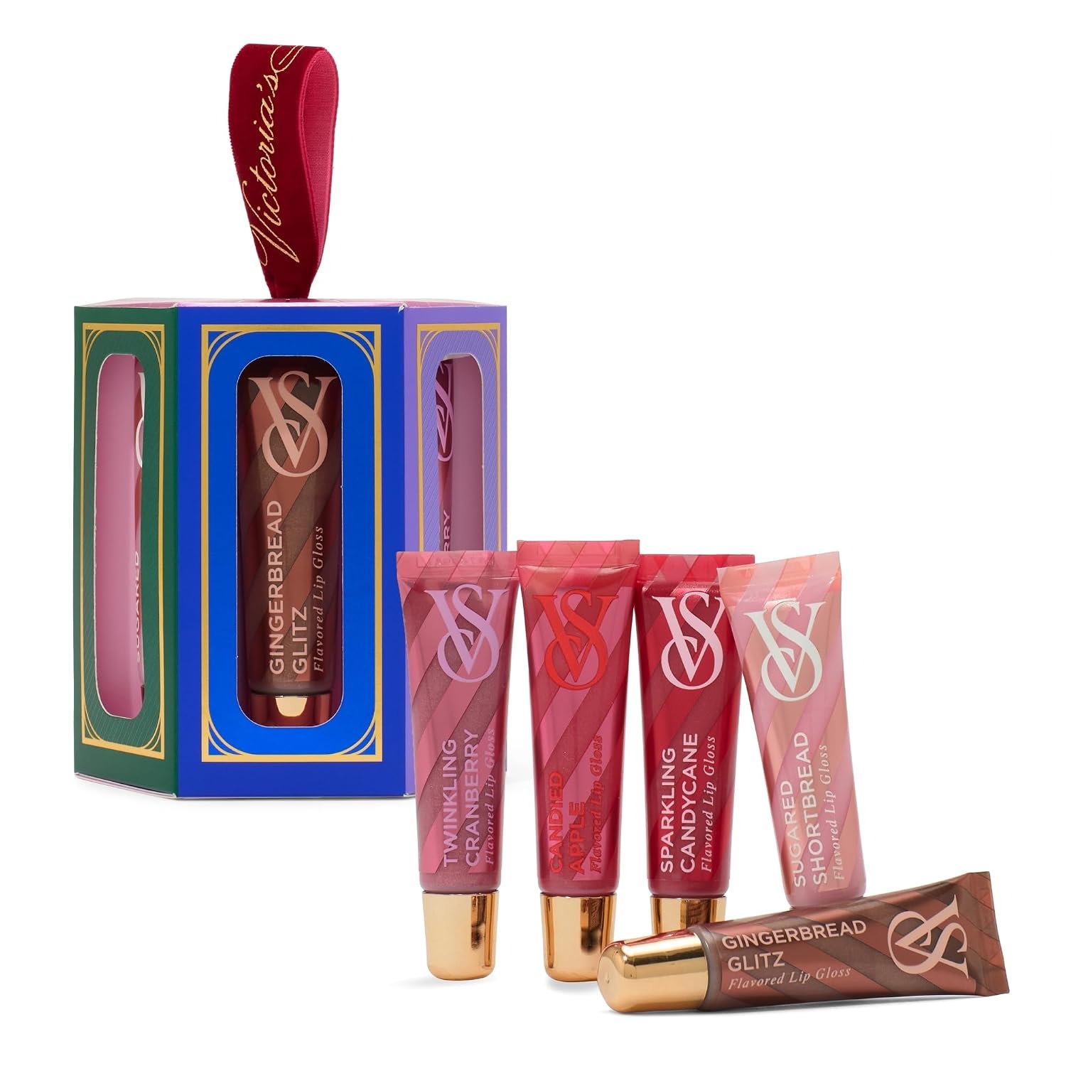 Victoria’s Secret Lip Gloss Gift Set, Flavor Favorites, Flavored Lip Gloss Set for Women, Includes 5 assorted Lip Glosses
