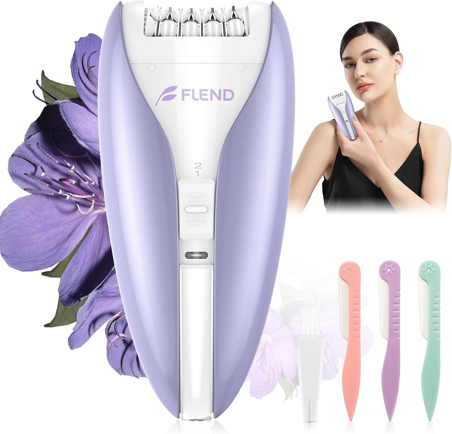 Epilator for Women, Silent Facial Hair Removal Device, Smooth Glide Tech 2 Speeds & 36 Tweezers Gentle Efficient Hair Removal Cordless Epilators for Face Legs Arms Bikini