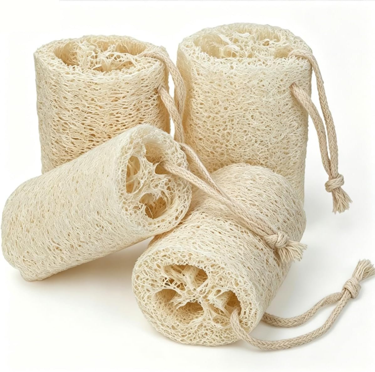 Natural Loofah Sponge, Organic Luffa Body Scrubber Bath Exfoliating, 4 inch | Organic Loofa Pack, Lufas Luffa Plant-Based, For Men & Women Skin Care, Bath Shower Cleaning, Natural Sponges for Dishes