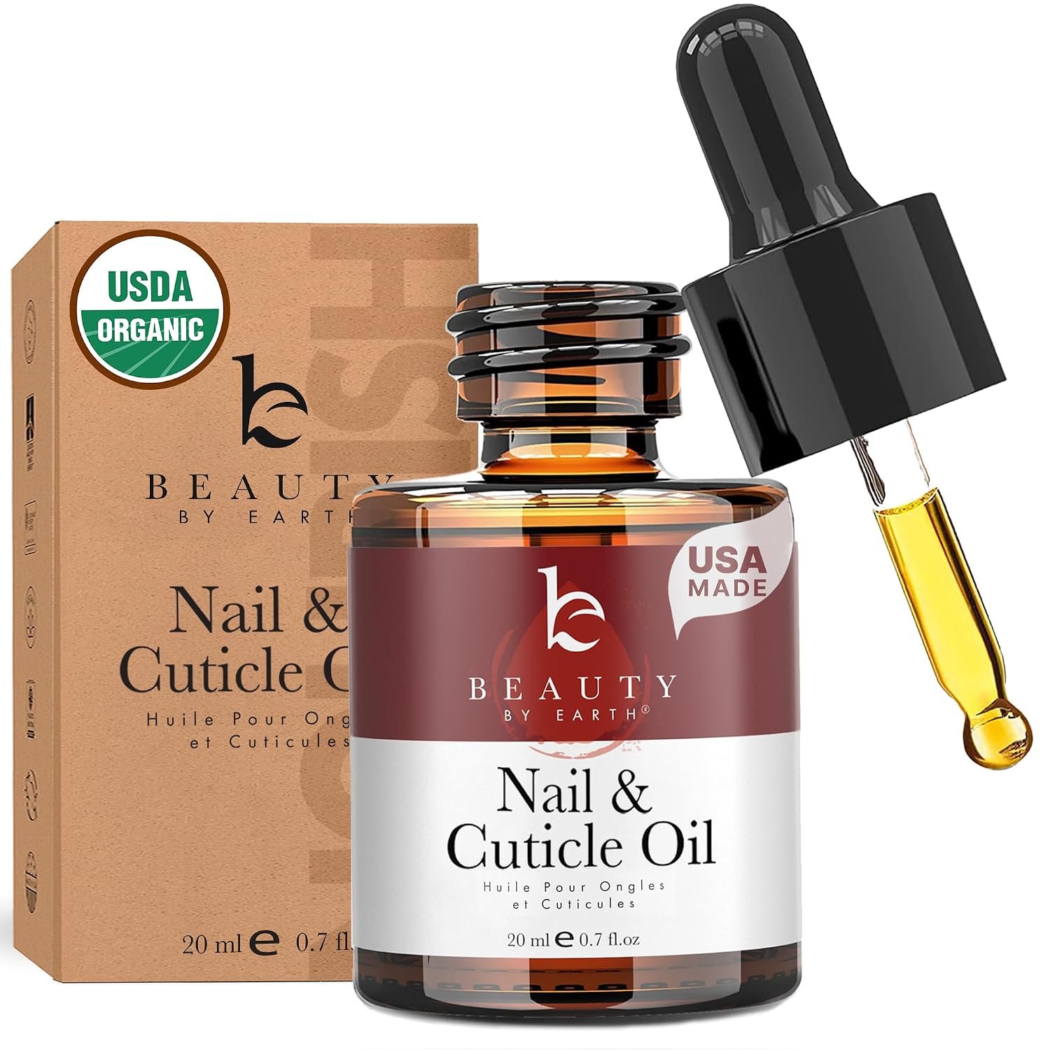 Organic Nail and Cuticle Oil – USA Made Nail Oil for Growth & Strength | Jojoba and Vitamin E, Repair for Damaged Nails & Cuticle Softener made with Natural Ingredients, Nails Care Products