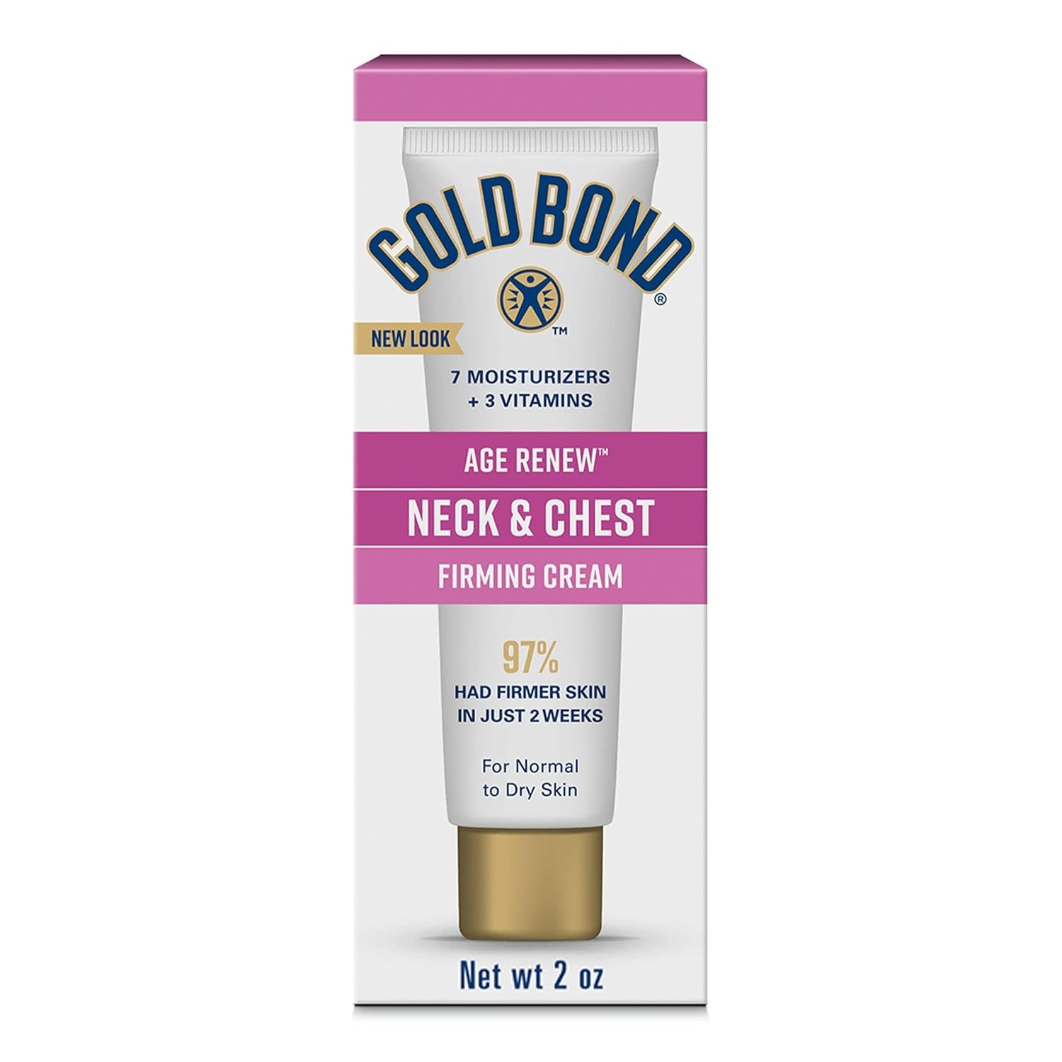 Gold Bond Age Renew Neck & Chest Firming Age Renew Cream, 2 oz | Firmer-looking skin, hyaluronic acid neck firming cream, improves elasticity and texture, dermatologist and clinically tested