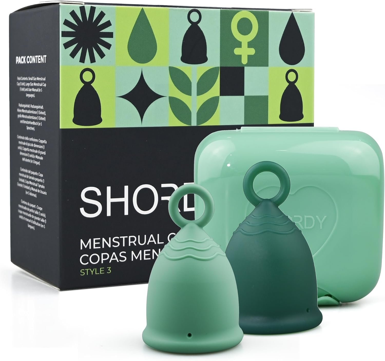 Reusable Menstrual Cup Set of 2 (Small & Large) with Loop Handle for Easy Removal – Medical Grade Silicone Period Cup,12-Hour Leakproof Protection Copa Menstrual – Pads Tampons Disc Alternative