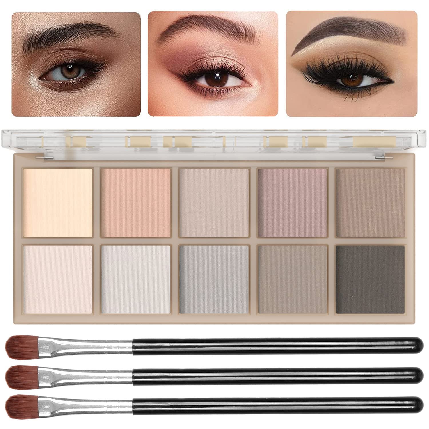10 Colors Matte Eyeshadow Palette, Gray Taupe Brown Eye Shadow Palettes | Nude Eye Pallete Makeup, Neutral Smokey Eye Shadow for Older Women, Long Lasting Waterproof Professional Makeup Kit, Cement