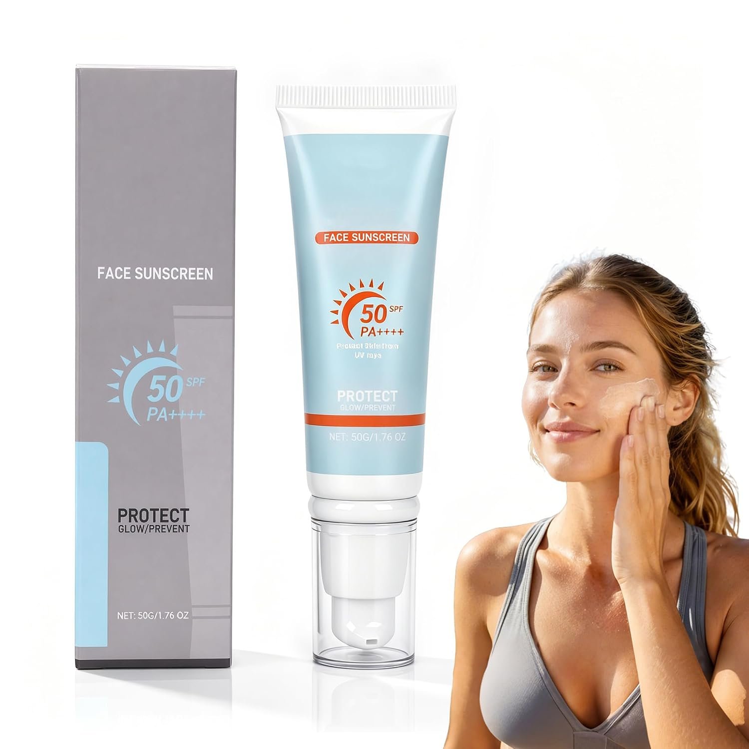 Clear Face Sunscreen SPF 50 for Women, Travel Size 50ml/1.7oz | Hydrating Sun Essence, No Sticky Feeling, UVA/UVB Protection, Korean SPF 50 Sunscreen