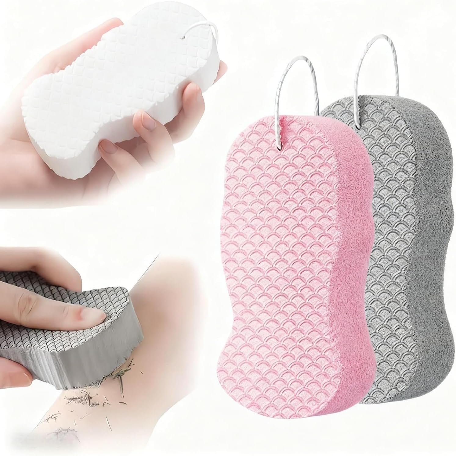 2026 New Super Soft Exfoliating Bath Sponge Set, Exfoliating Bath Sponge, Exfoliate Body Scrubber Skin Friendly & Reusable for Adults Women and Men (2pcs-f)