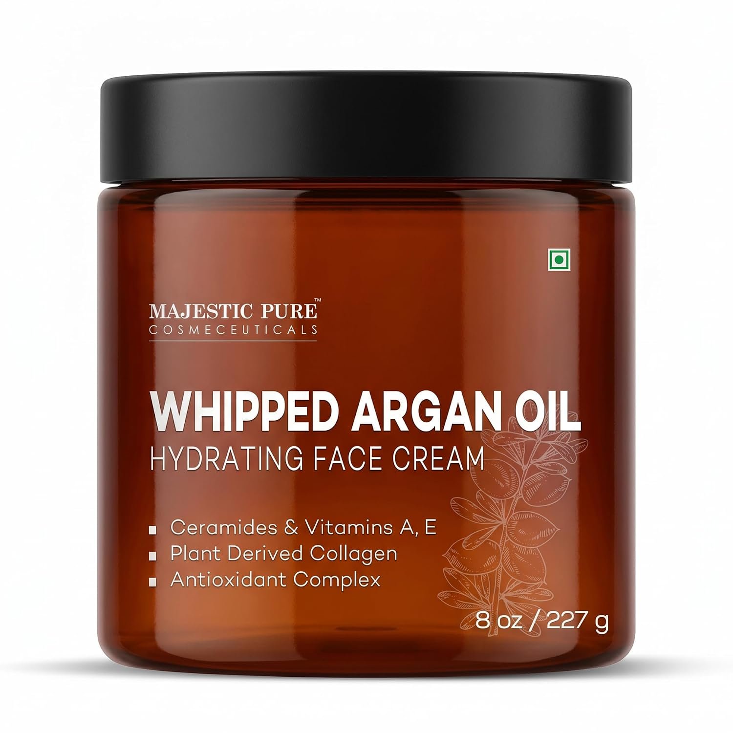 Majestic Pure Whipped Argan Oil Body Butter – 8 Oz | With Ceramides, Vitamin E & A & Vegan Collagen – For Daily Body Moisturizing, Nourishing Dry Skin, Wrinkles & Fine Lines