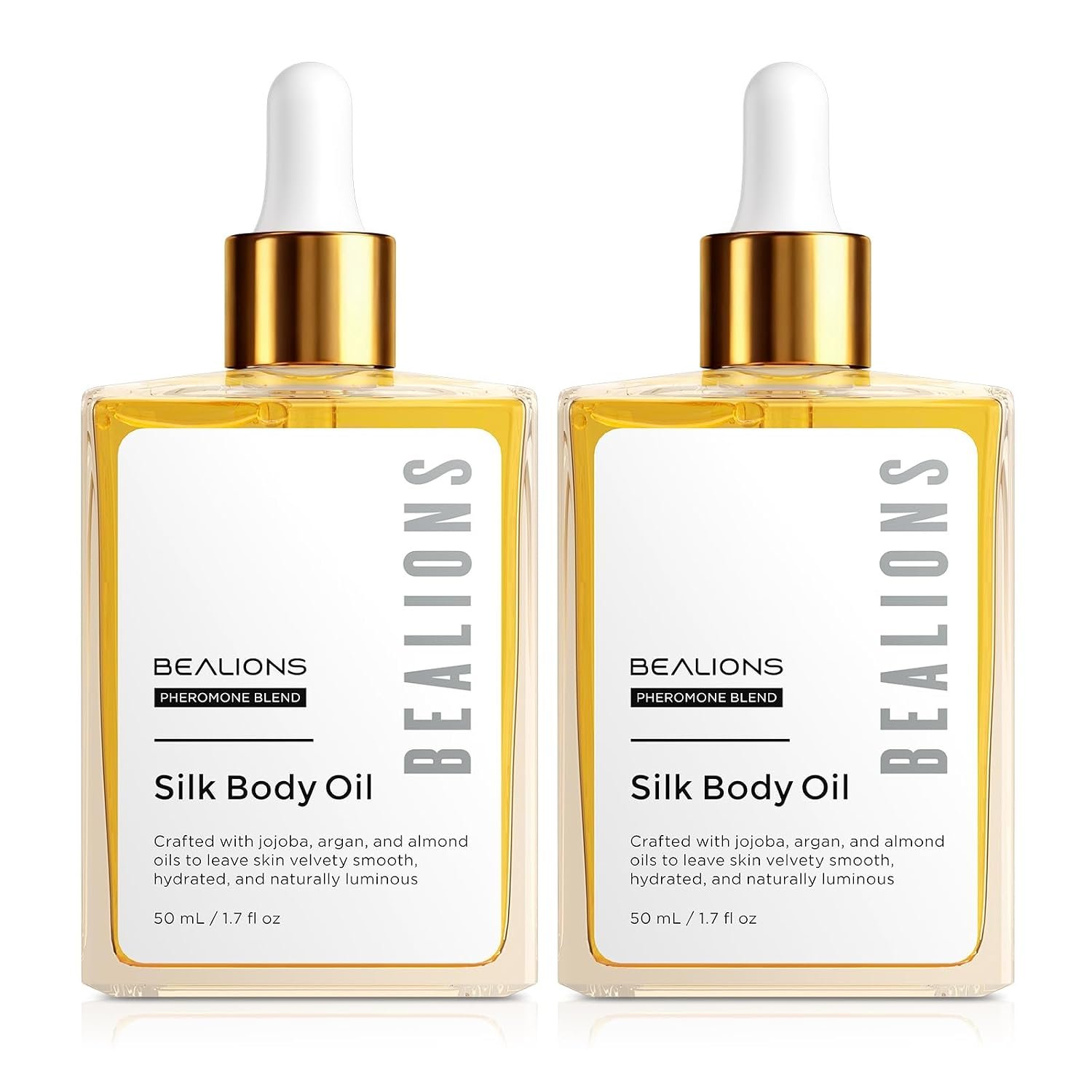 Bealions Silky Body Oil for Women: Firming Anti Aging Moisturizing for Crepey Skin – Freshly Scented After Shower Glow – Luxury Spa Gift 1.7 Fl Oz (Lightly Scent Pack of 2)
