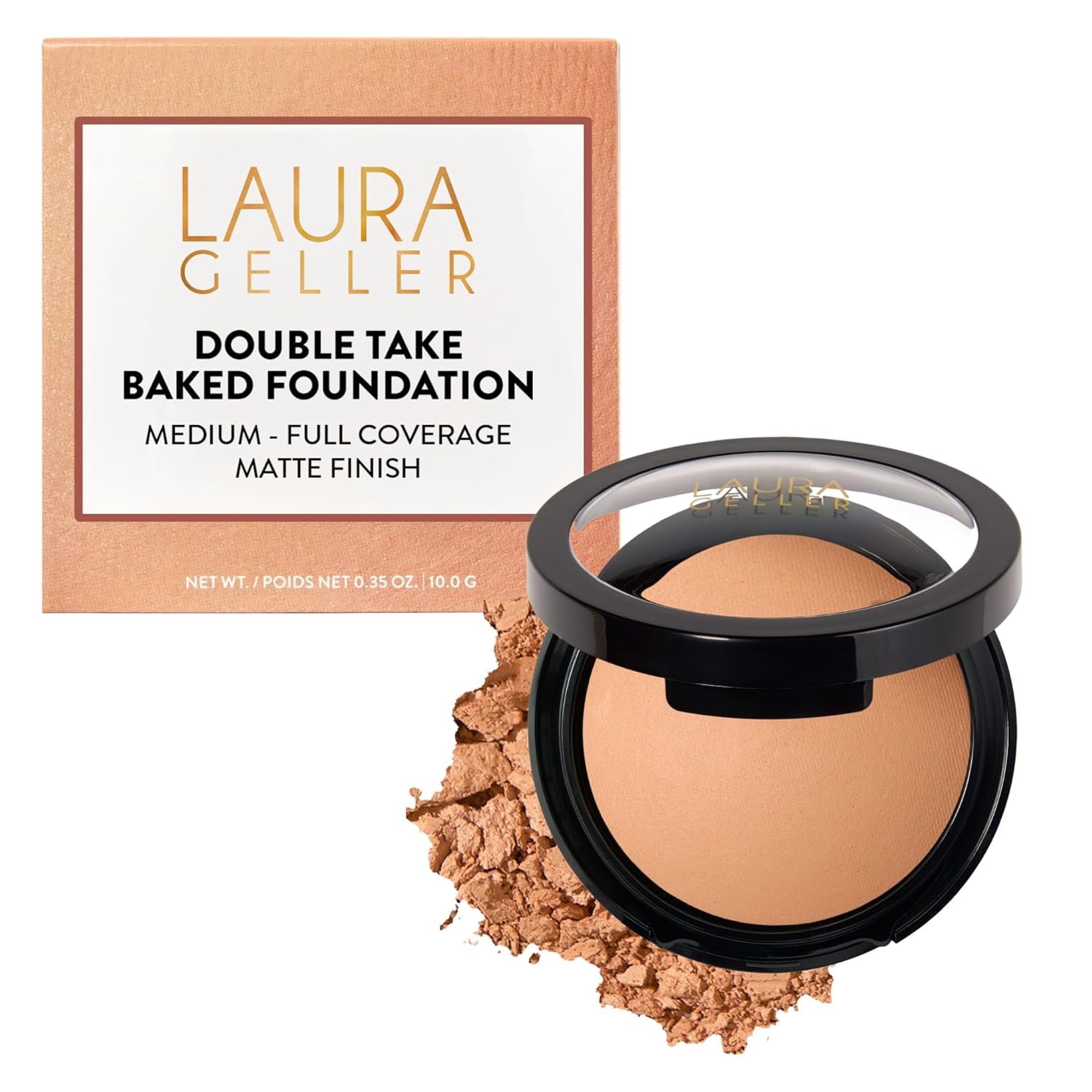 LAURA GELLER Baked Double Take Powder Foundation, Matte Finish – Medium