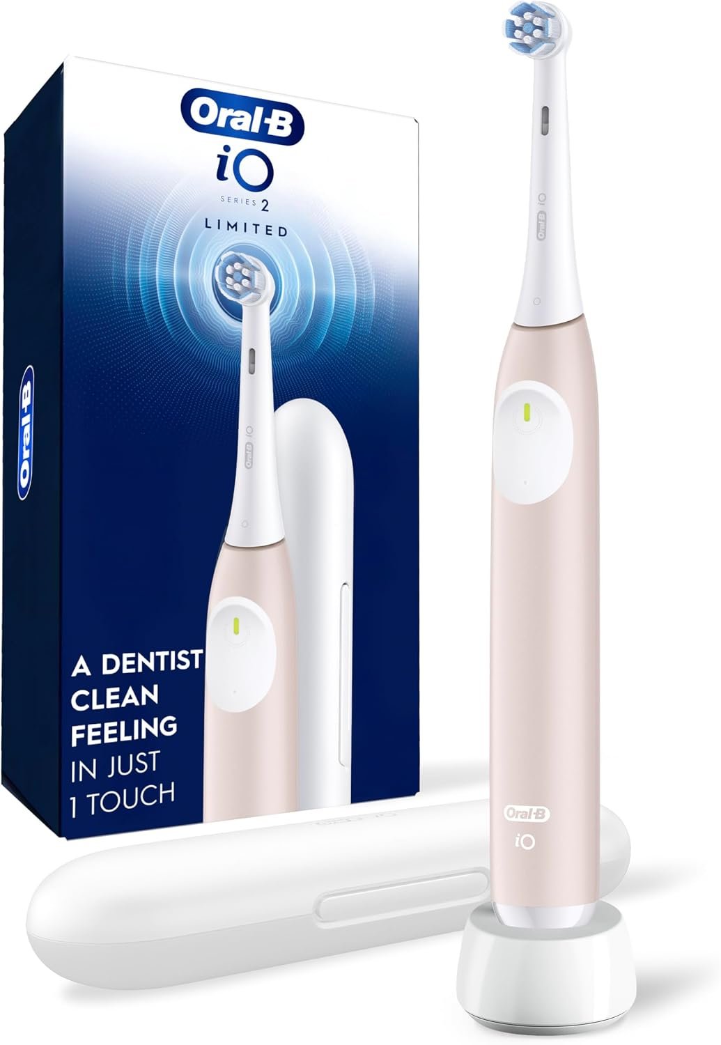 Oral-B Rechargeable Electric Toothbrush, iO Limited Simple Clean, 3 Cleaning Modes, Automatic Pressure Sensor to Protect Gums, Travel Case, Peach