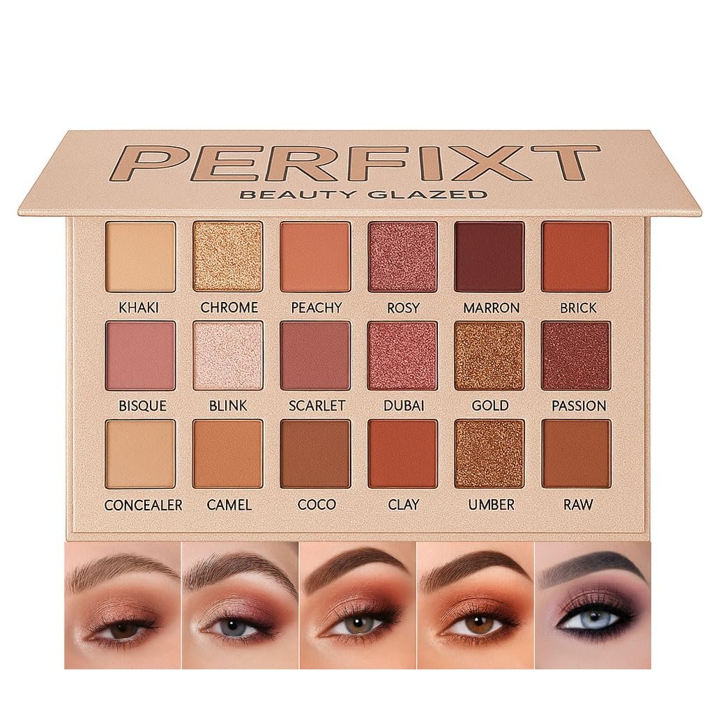 18 Color Natural Eyeshadow Palette For Mature Skin, Matte Shimmer Nude | Mature Skin Friendly, Soft Matte And Shimmer Shades, Mauve Brown Nude Tones, Smooth Blendable Formula, with Concealer Shade