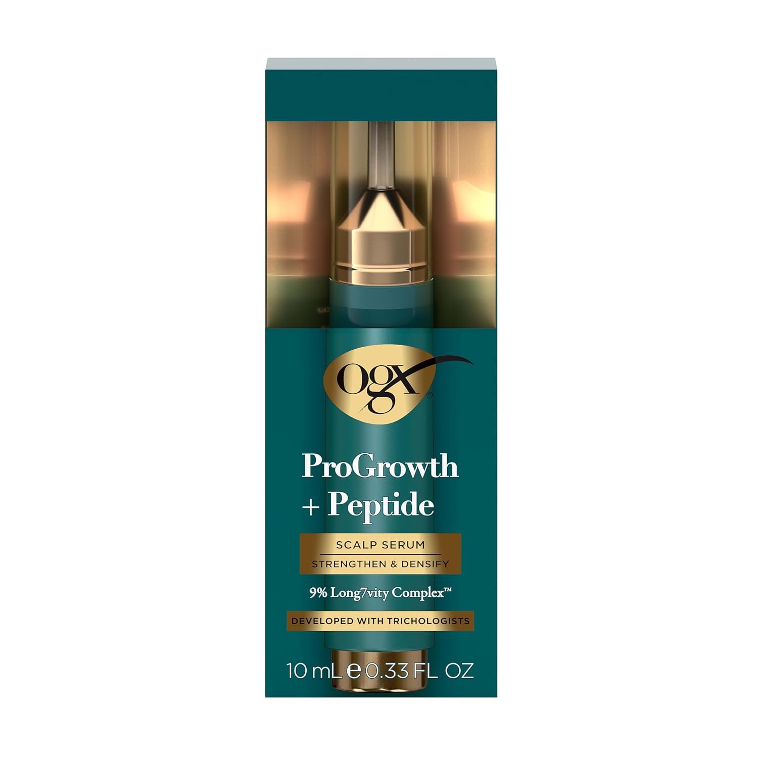 OGX ProGrowth + Peptide Scalp Serum, 0.33 fl. oz | Strengthens & Densifies, Hydrates the Scalp, Reinforces Roots, Supports Natural Hair Growth