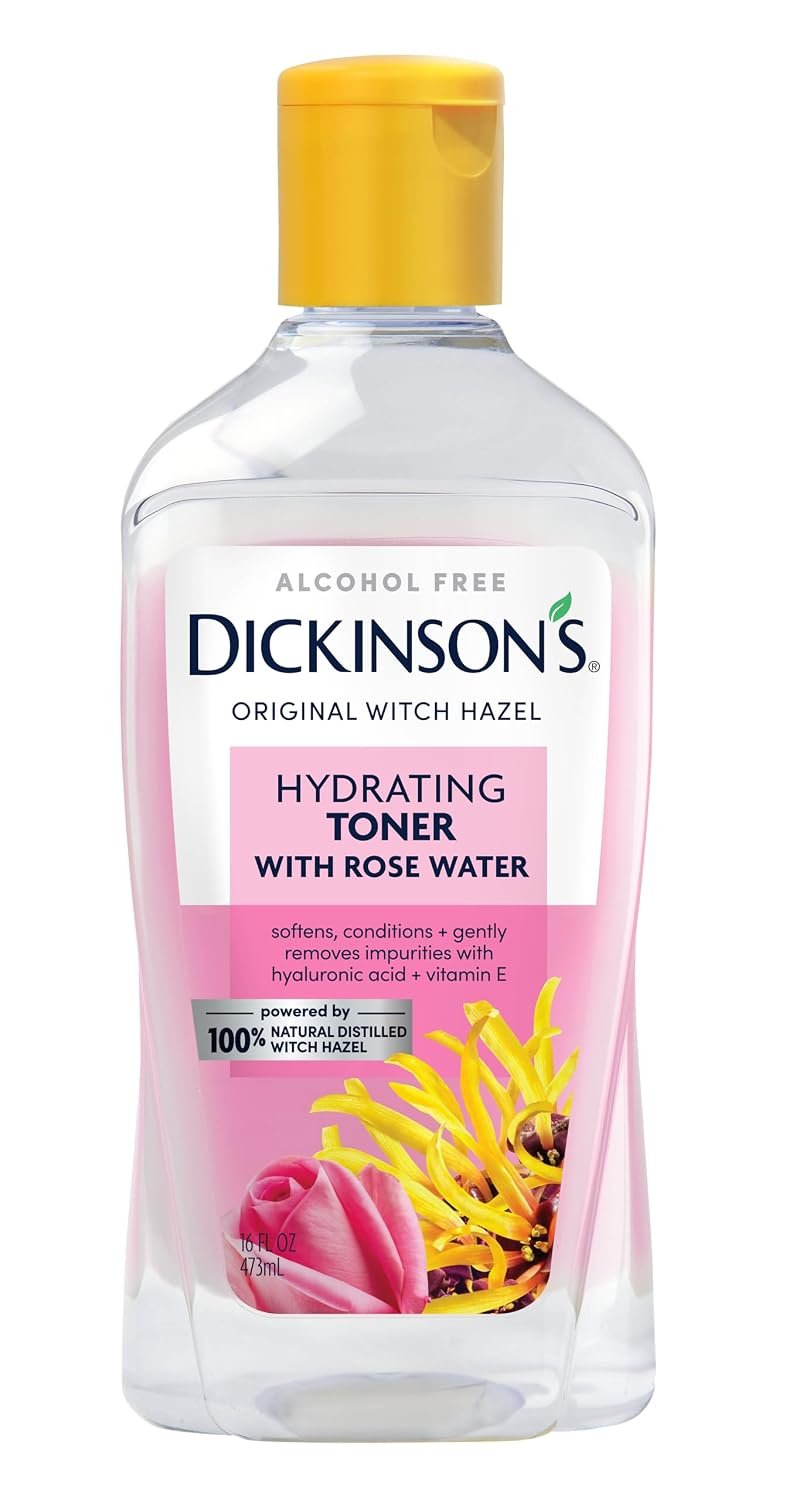 Dickinson’s Witch Hazel Hydrating Toner with Rosewater | 16 Fl Oz | Alcohol-Free, Enhanced 100% Natural Formula; Hydrates, Soothes & Balances Skin