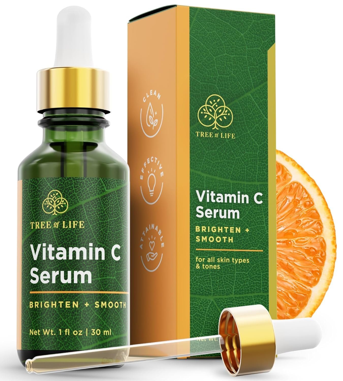 Tree of Life Vitamin C Serum for Face – Brightening and Hydrating Face Oil for Dark Spots and Fine Lines – Suitable for Sensitive Skin – Dermatologist Tested Skin Care – 1 Fl Oz | Brightening Vitamin C serum for face. Hydrating face oil that targets dark spots and fine lines for clear skin.