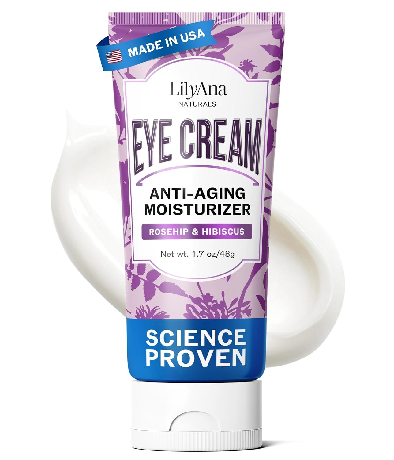 LilyAna Naturals Eye Cream for Dark Circles and Puffiness, Under Eye Cream for Wrinkles and Bags, Anti Aging – helps Improve Dryness; for Sensitive Skin – 1.7 oz – Made in USA