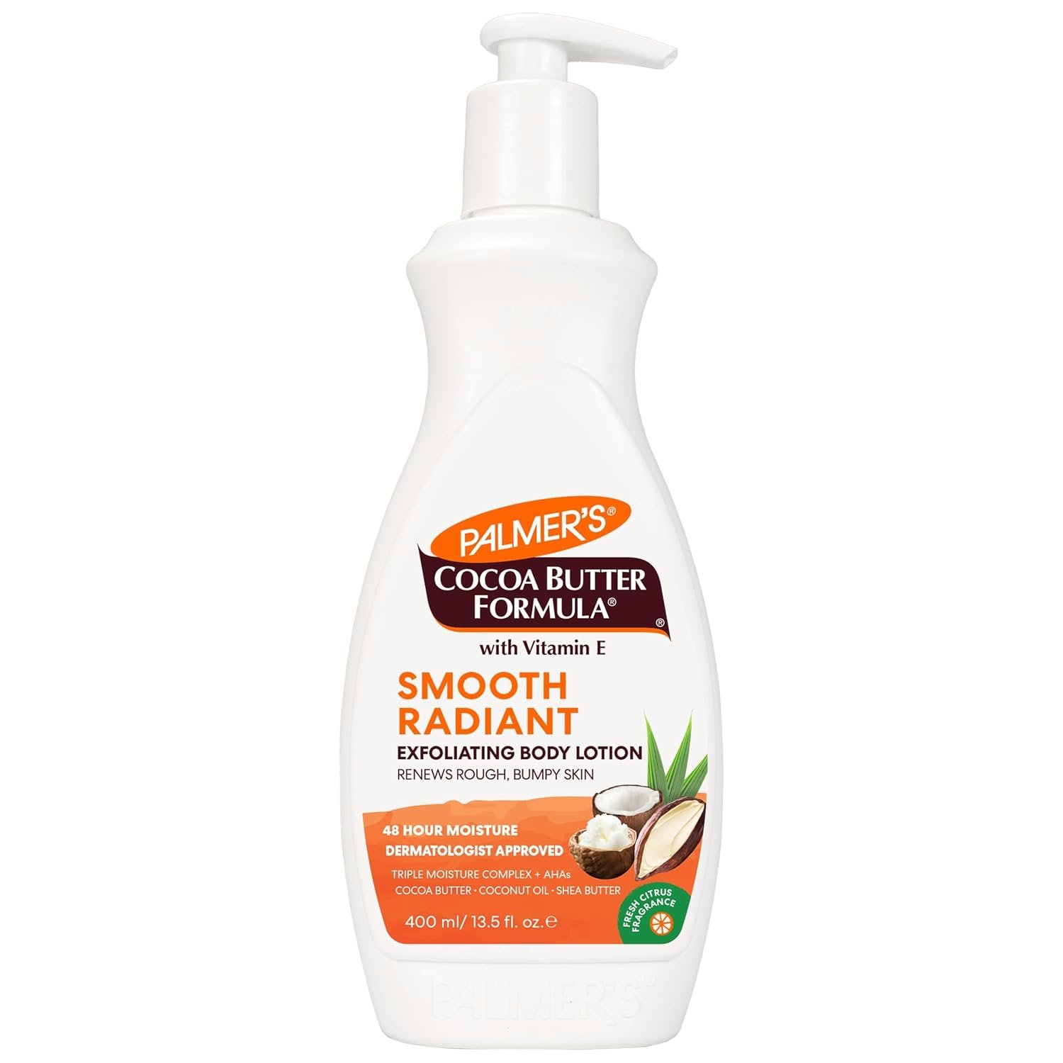 Palmer’s Cocoa Butter Smooth Radiant Exfoliating Body Lotion (13.5oz) | Renews Rough & Bumpy Skin, Triple Blend of Radiance Activating Moisturizers + AHAs to Exfoliate, Soften Skin, 48hr Moisture