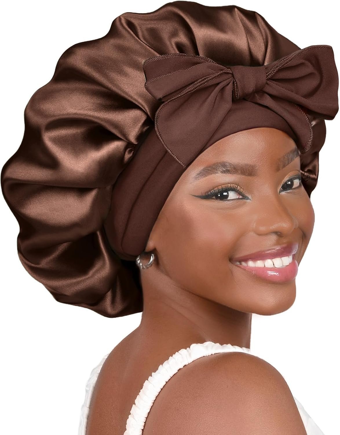 YANIBEST Adjustable Silk Bonnet for Sleeping Women Double Layer Satin Bonnet Reduce Friction Prevent Frizz Curly Hair