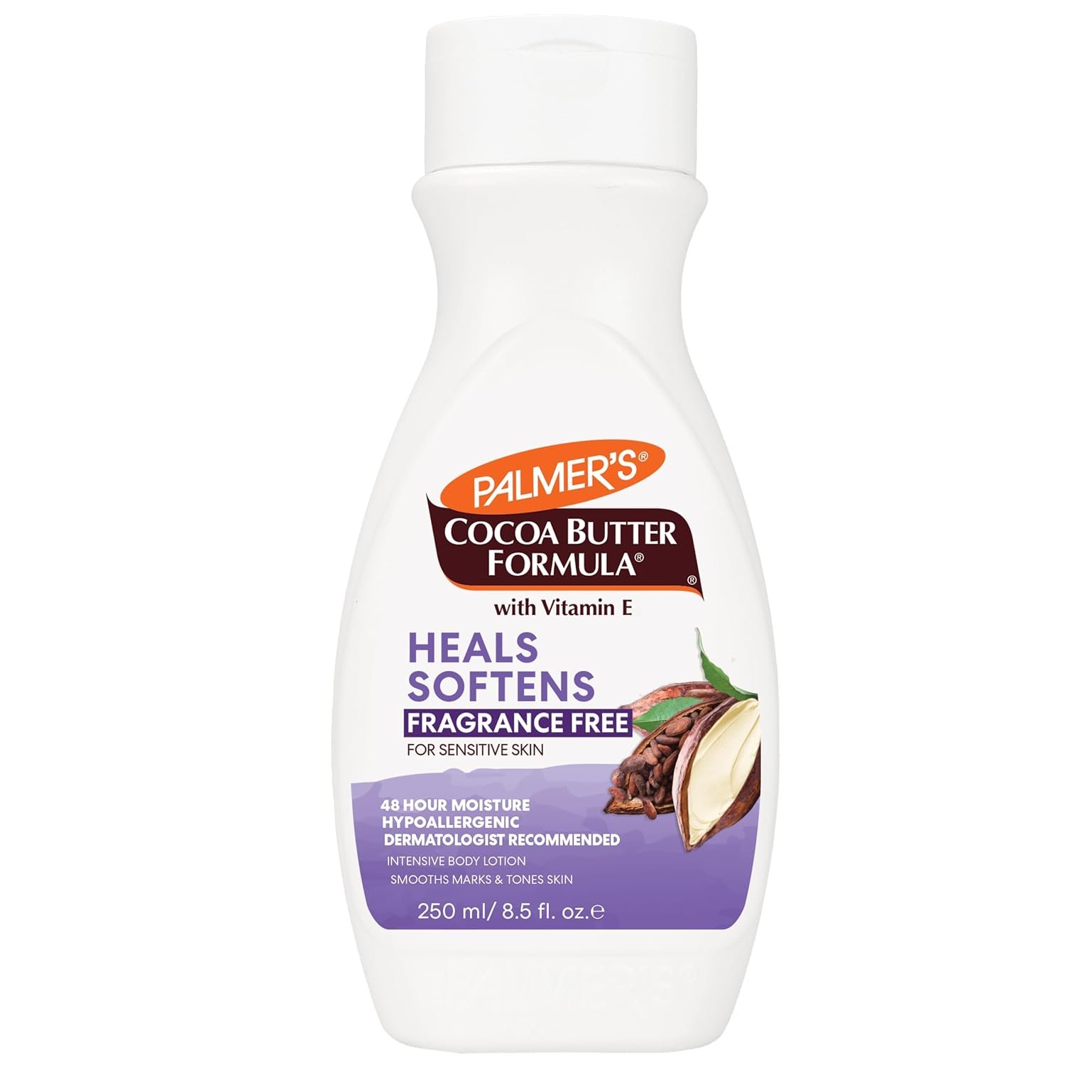 Palmer’s Fragrance Free Body Lotion, Cocoa Butter Formula (8.5 Fl Oz) | Body Lotion for Dry Skin, Provides Soothing Hydration for All Skin Types, 48 Hour Moisture, Flip Cap Bottle
