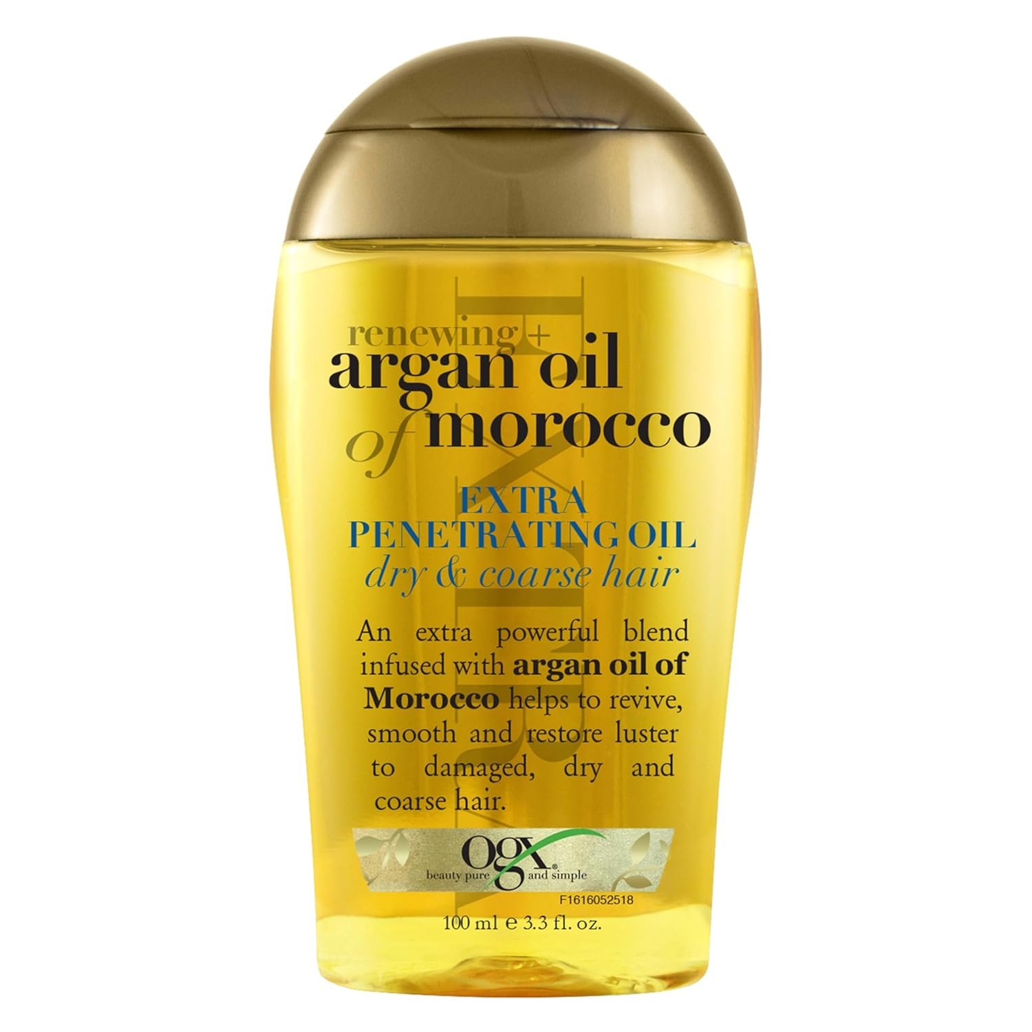 OGX Renewing + Argan Oil of Morocco Extra Penetrating Oil, 3.3 fl. oz | Extra Strength Penetrating Serum Treatment, For Dry, Damaged, Frizzy, Curly & Coarse Hair, Cold-Pressed Argan Oil