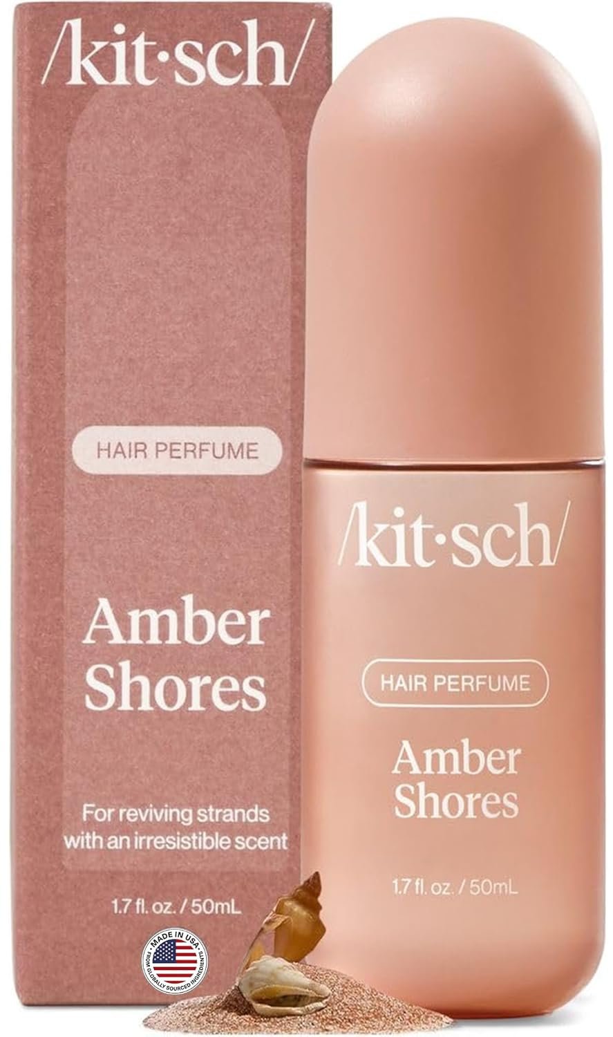 Kitsch Hair Perfume for Women – Hair Spray & Body Mist – Amber Shores, 50mL | Clean, Deodorizing & Patented Odor-Eliminating Technology – Freshen Hair, Body & Pillows – Made in USA