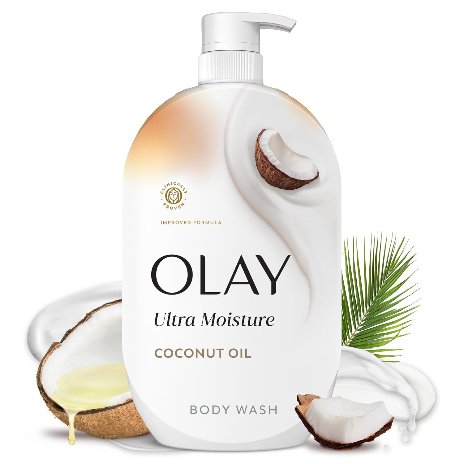 Olay Body Wash for Women, Ultra Moisture, 24/7 Moisture Barrier Repair, Hydrating Formula for Visibly Healthy Soft Skin, Vitamin B3 & Hyaluronic Blend, For All Skin Types, Coconut Oil Scent, 35 fl oz