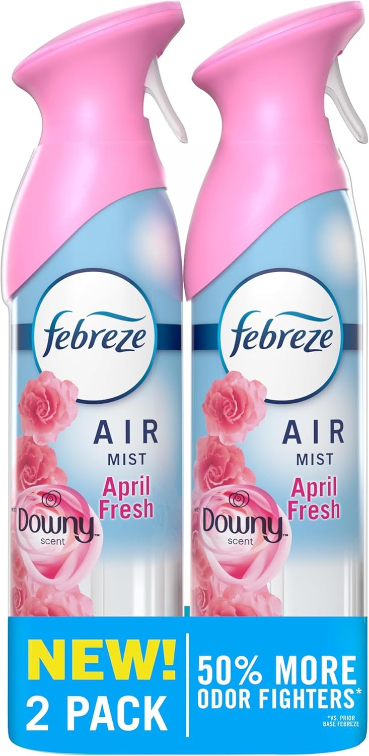 Febreze Air Mist, Air Freshener Spray, Odor Fighting Room Spray, Deodorizer for Home Bathroom Kitchen Office Apartment Dorm Room Classroom, Downy April Fresh Scent, 8.1oz (Pack of 2)