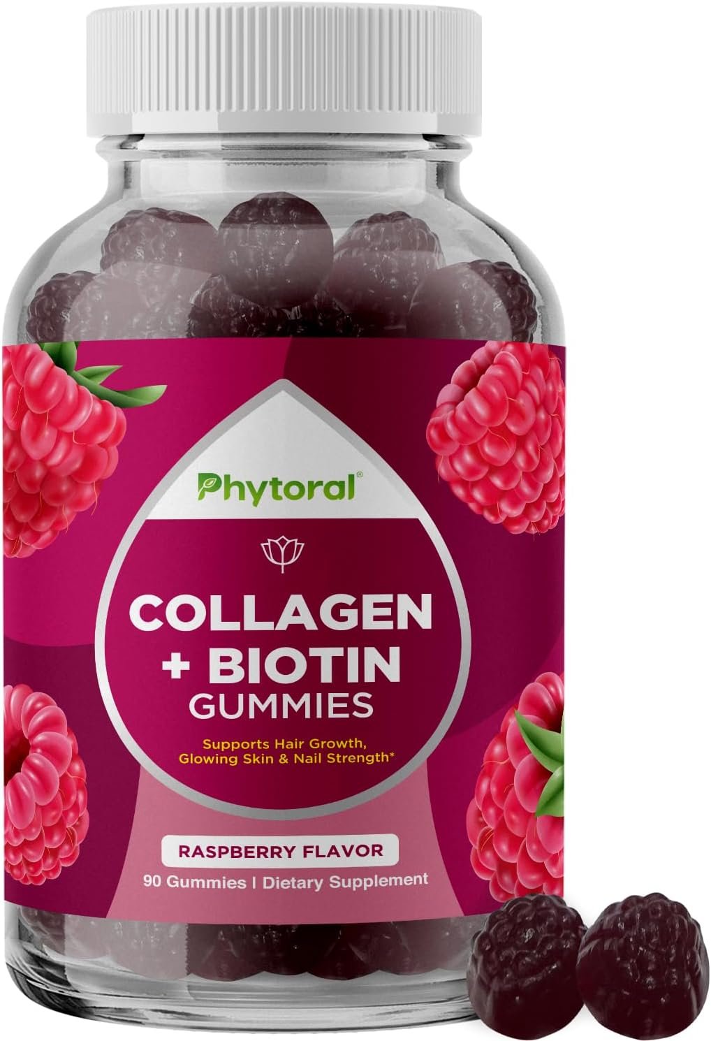 Phytoral Hydrolyzed Collagen Peptides for Women with Biotin – Hair, Skin and Nails Vitamins for Elasticity, Vitality & Hydration Gummies – Naturally Sourced Biotin and Collagen for Women – 90 Count