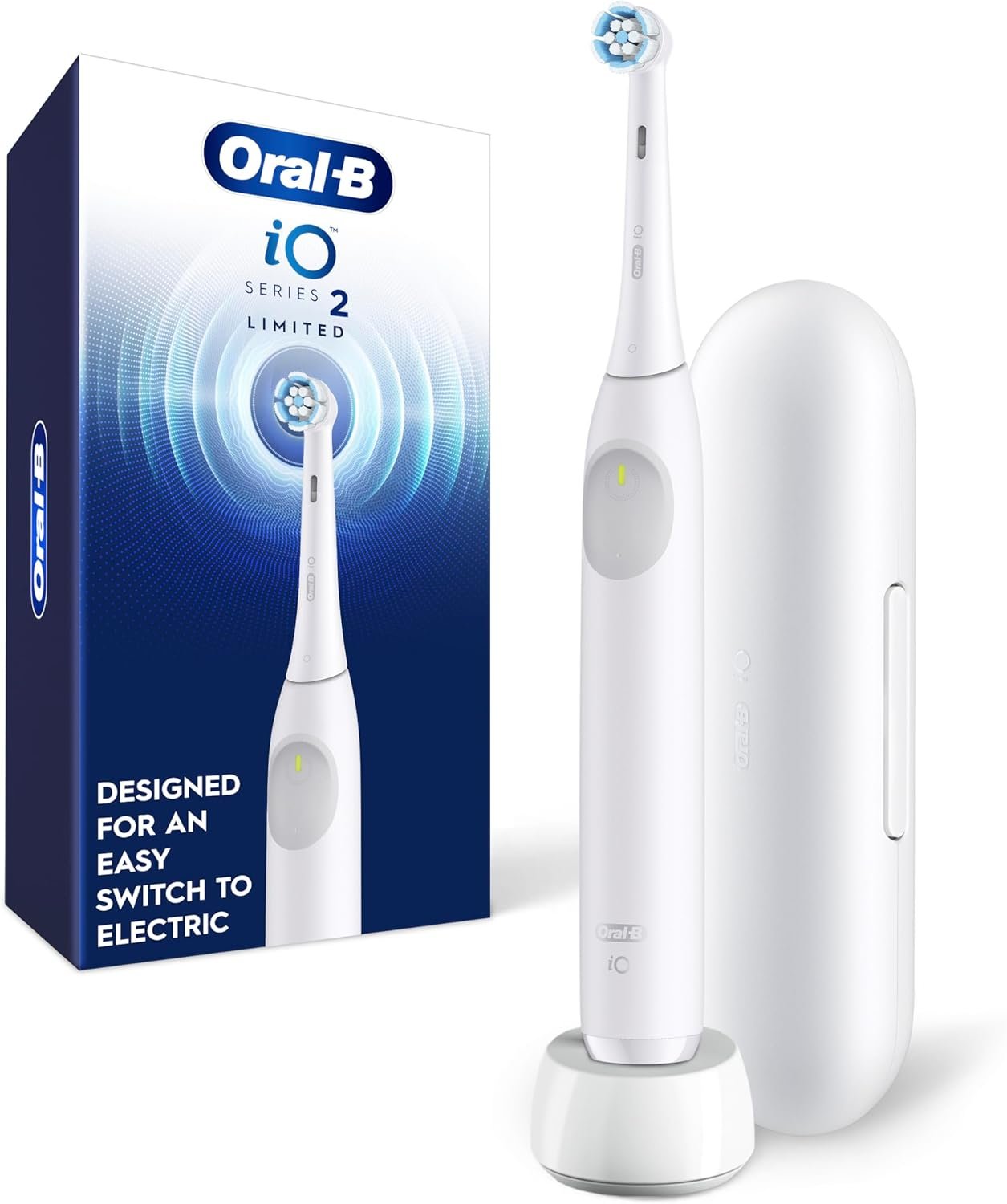 Oral-B Rechargeable Electric Toothbrush, iO Limited Simple Clean, 3 Cleaning Modes, Automatic Pressure Sensor to Protect Gums, Travel Case, White