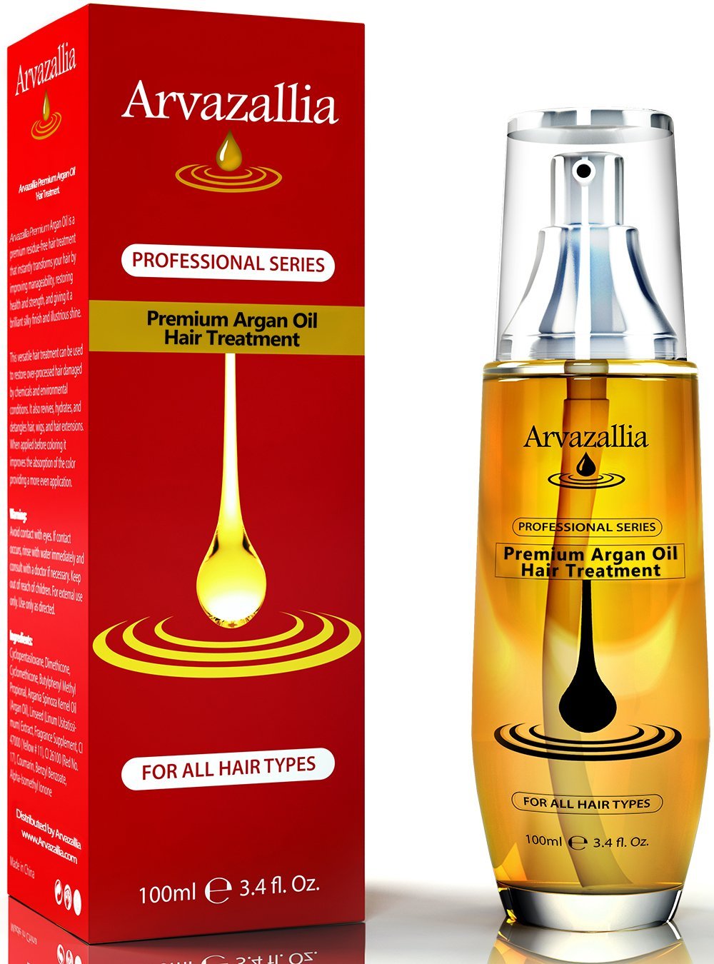 Arvazallia Argan Oil for Hair Treatment Leave in Treatment & Conditioner | Hydrates, Repairs, Instantly Transforms Dry or Damaged Hair Making it Soft, Silky, & Easier to Manage. Sulfate Paraben Free