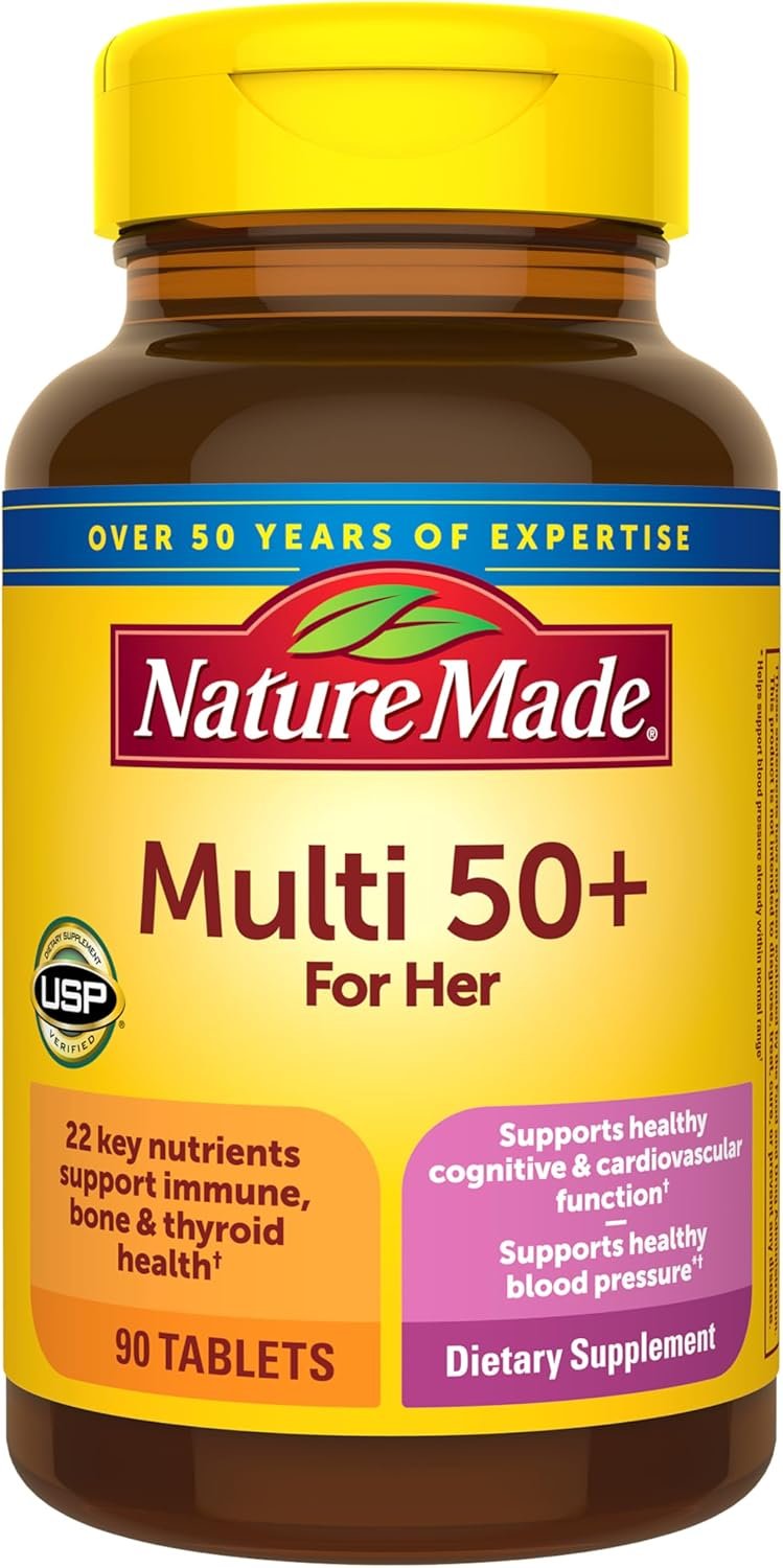 Nature Made Multivitamin for Women 50+ No Iron, 90 Tablets | Multivitamins for Women 50 Plus for Daily Nutritional Support, Nature Made Multi Vitamins, 90 Day Supply