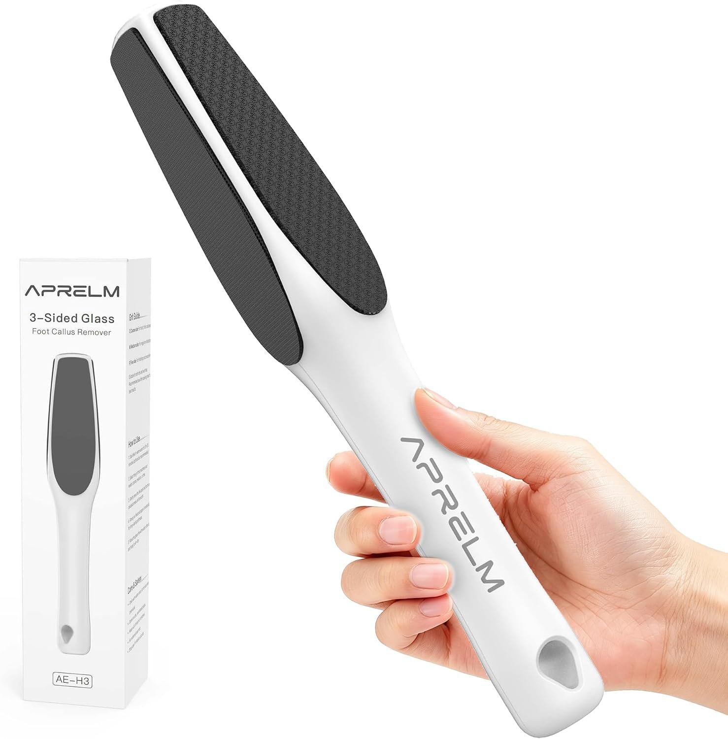 3-Sided Nano Glass Foot File, 3-in-1 Coarse/Medium/Fine Foot Callus Remover, Professional Callus Remover for Feet Hard Skin Smooth Polishing (White)